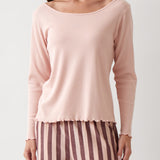 Libby Rib Knit Long Sleeve Tee | Pink-1