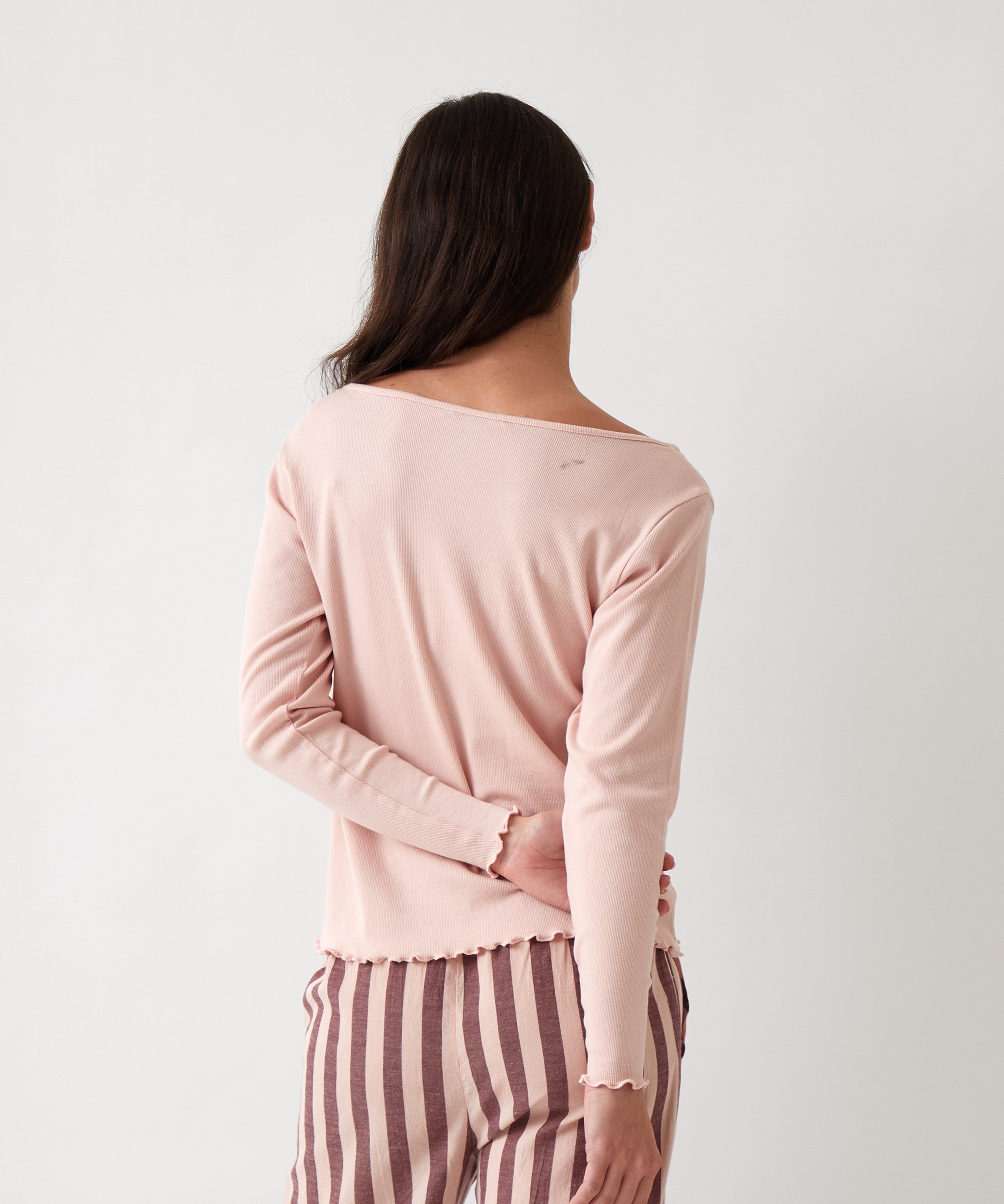 Libby Rib Knit Long Sleeve Tee | Pink-3