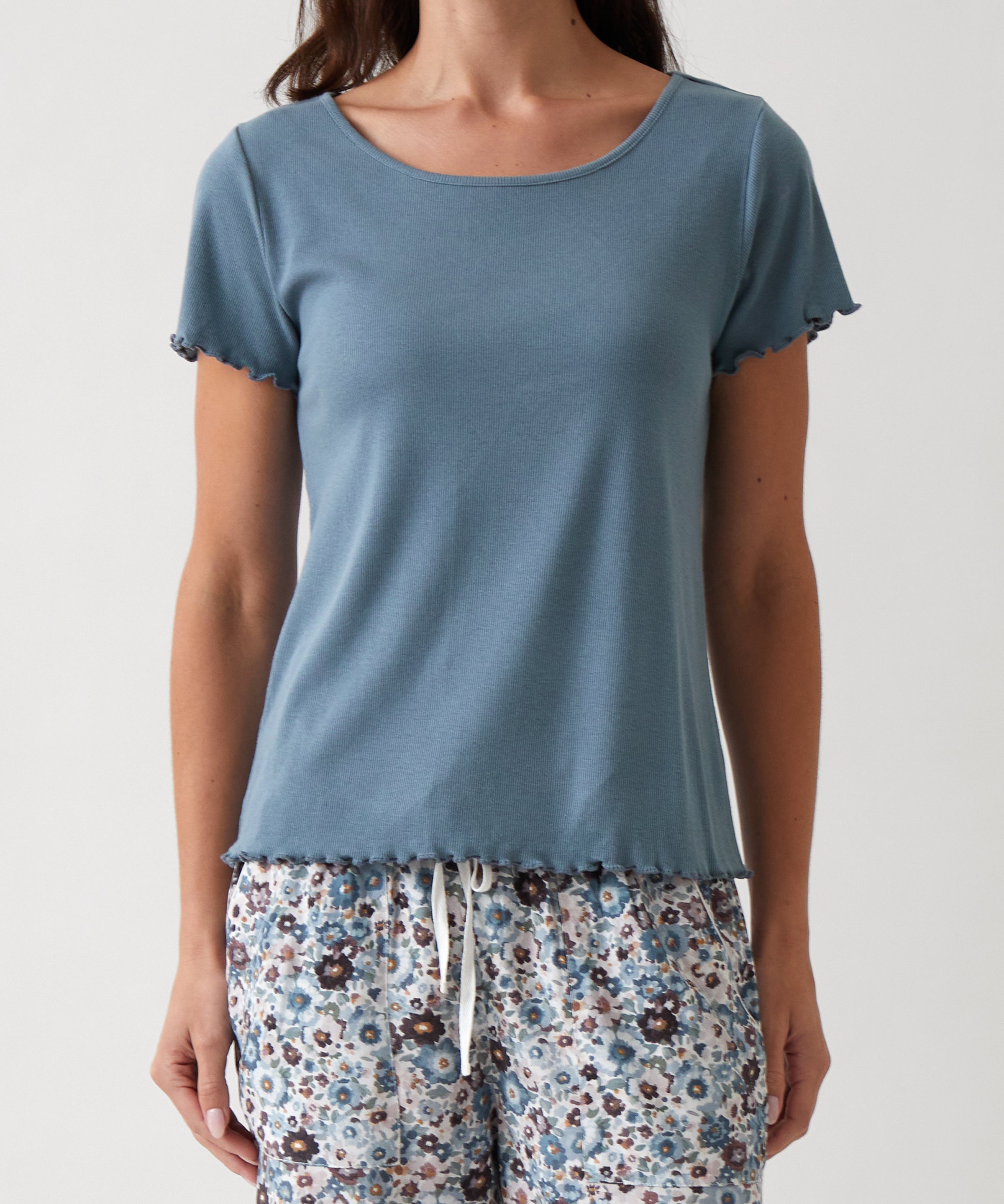 Libby Rib Knit Tee Shirt | Blue-1