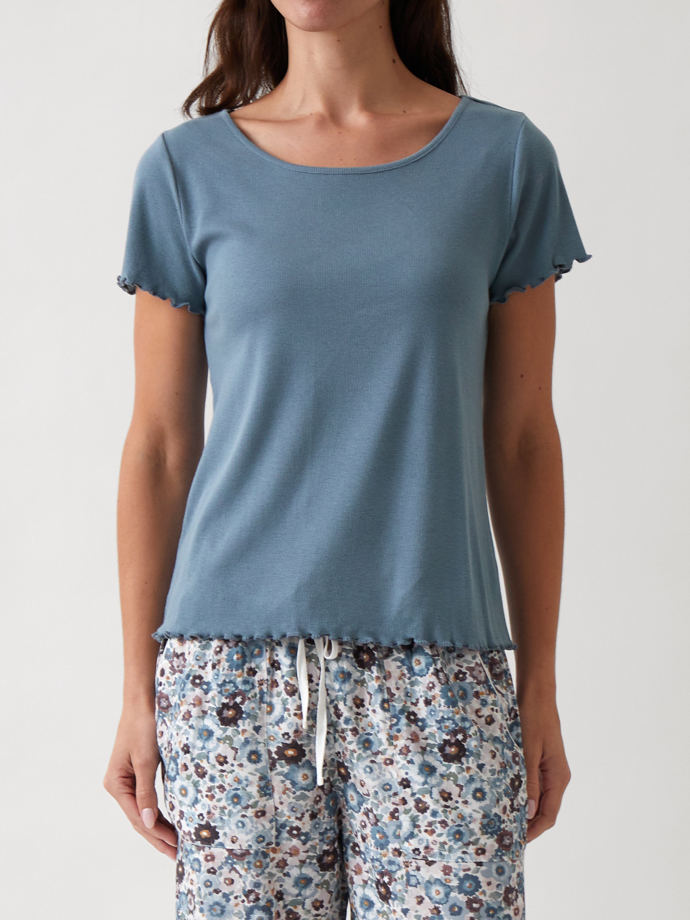 Libby Rib Knit Tee Shirt | Blue-1