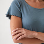 Libby Rib Knit Tee Shirt | Blue-2
