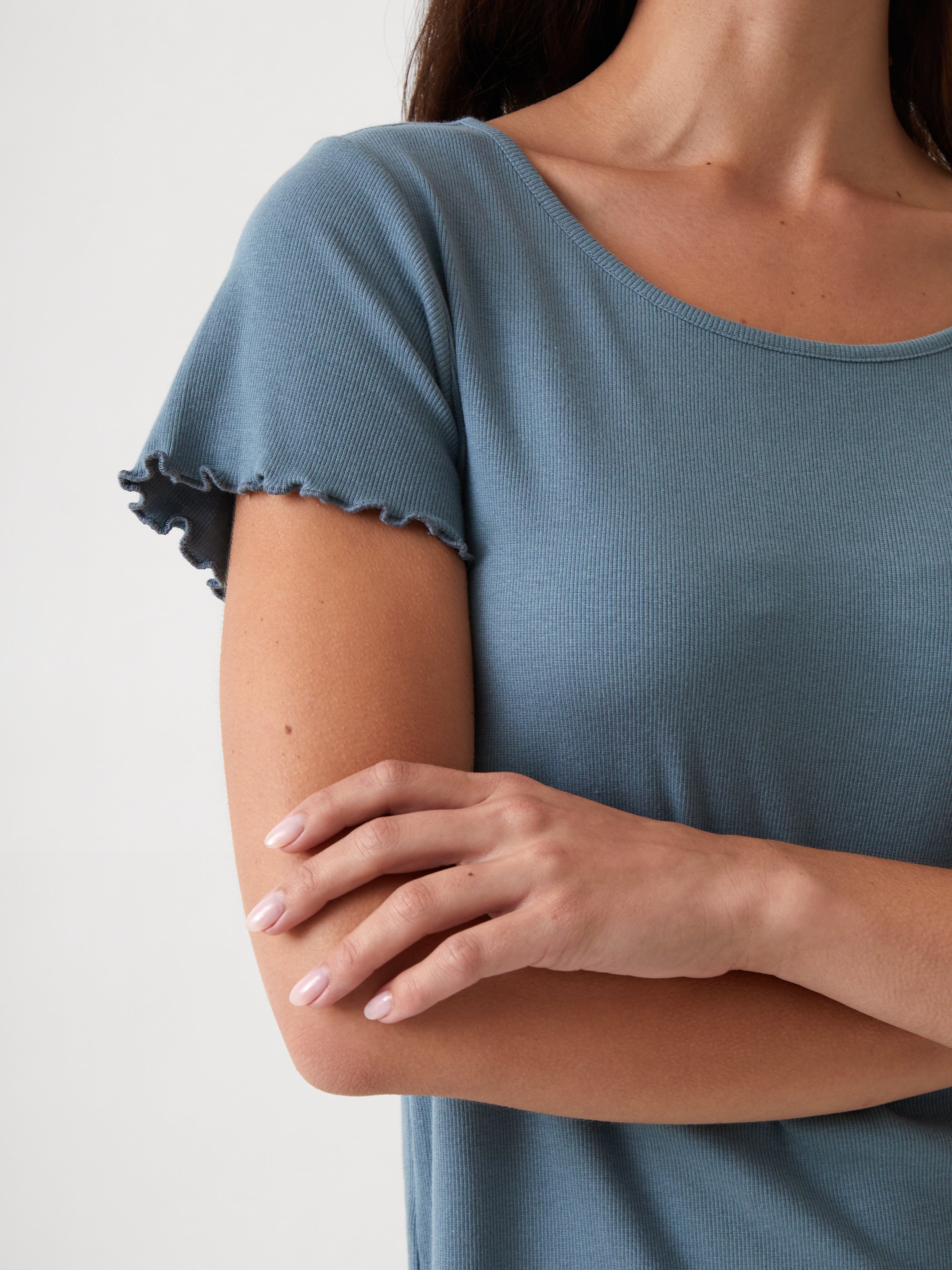 Libby Rib Knit Tee Shirt | Blue-2