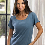 Libby Rib Knit Tee Shirt | Blue-3