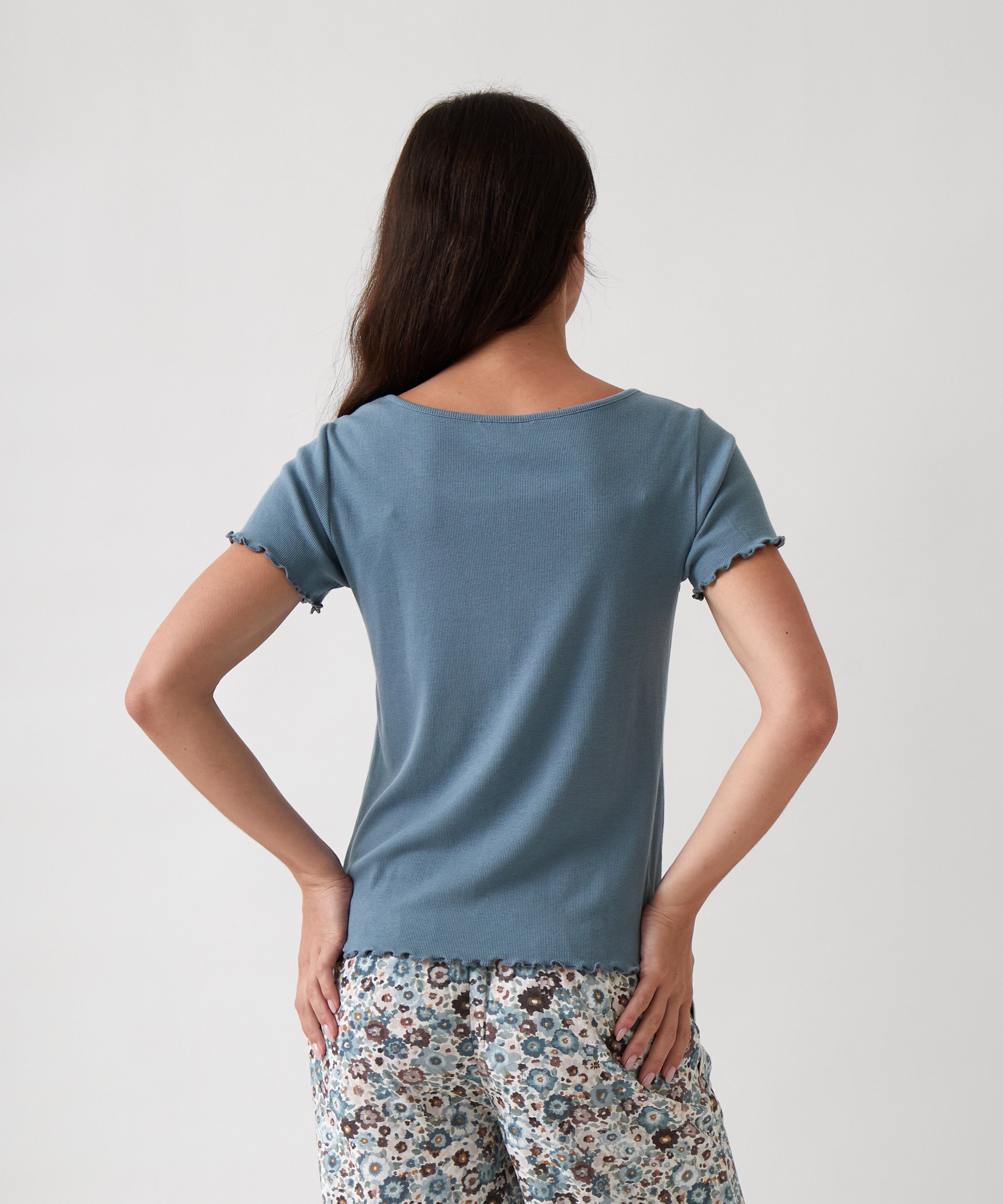 Libby Rib Knit Tee Shirt | Blue-4
