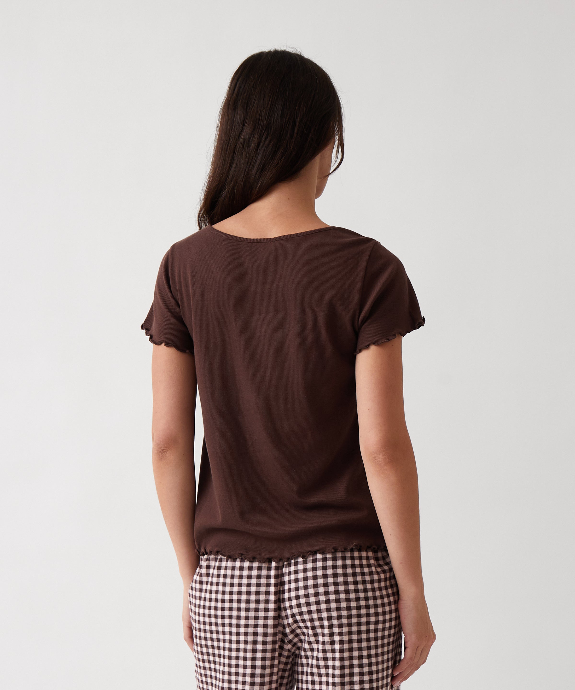 Libby Rib Knit Tee Shirt | Cocoa-3