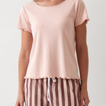 Libby Rib Knit Tee Shirt | Pink-1