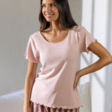 Libby Rib Knit Tee Shirt | Pink-3