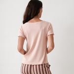 Libby Rib Knit Tee Shirt | Pink-4