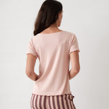 Libby Rib Knit Tee Shirt | Pink-4