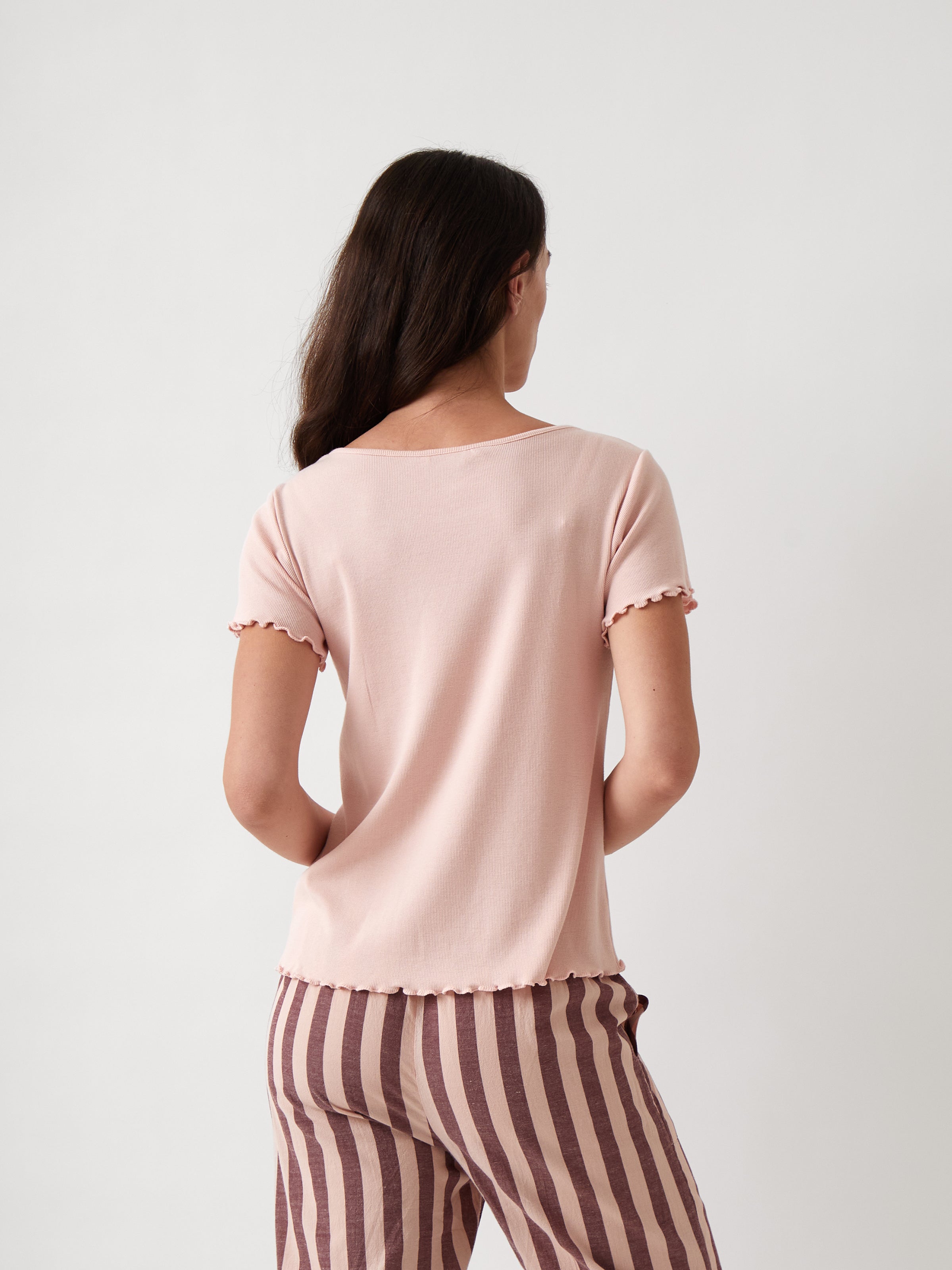 Libby Rib Knit Tee Shirt | Pink-4