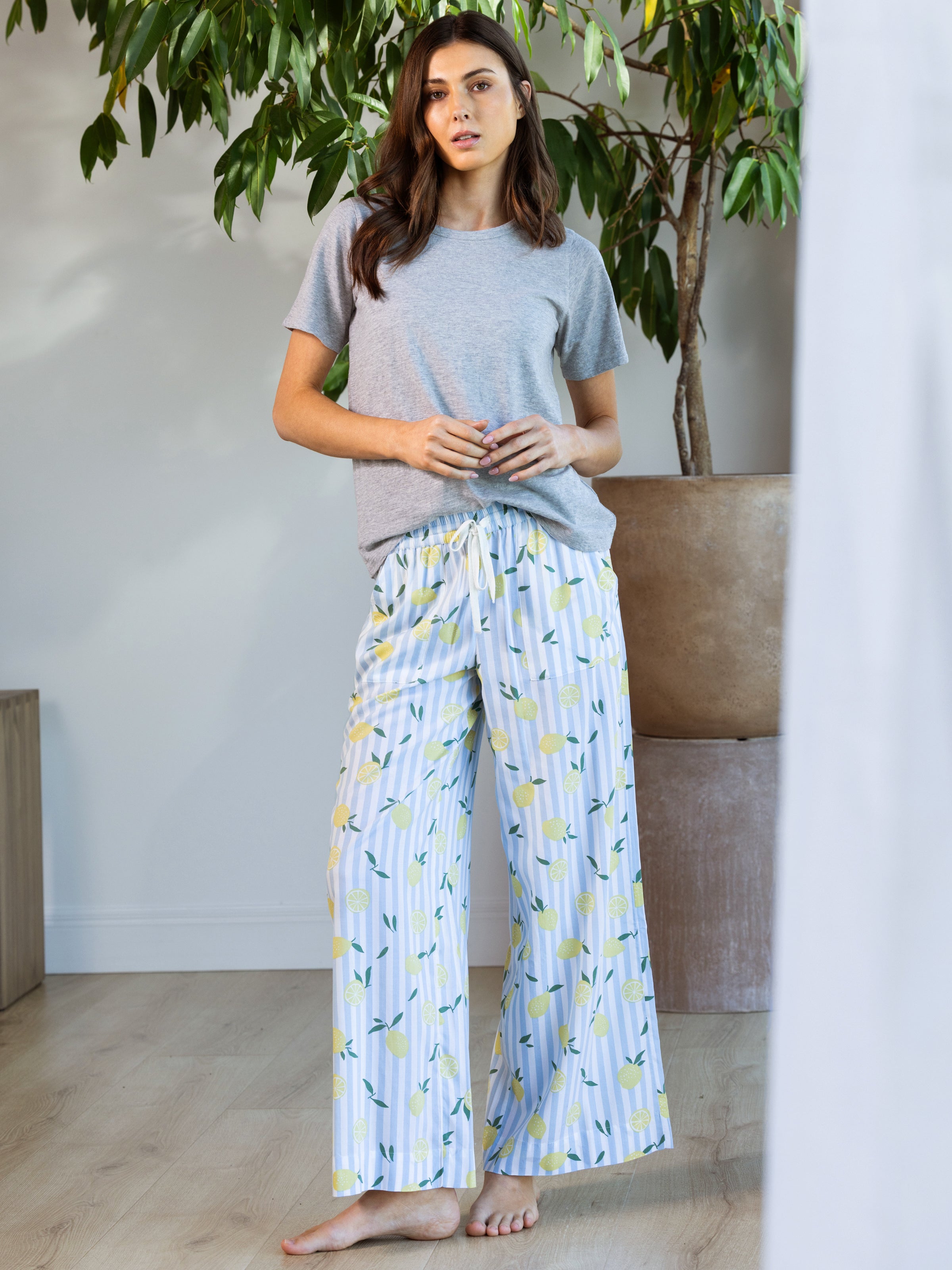 Limonella Palazzo PJ Pants | Lemon-3