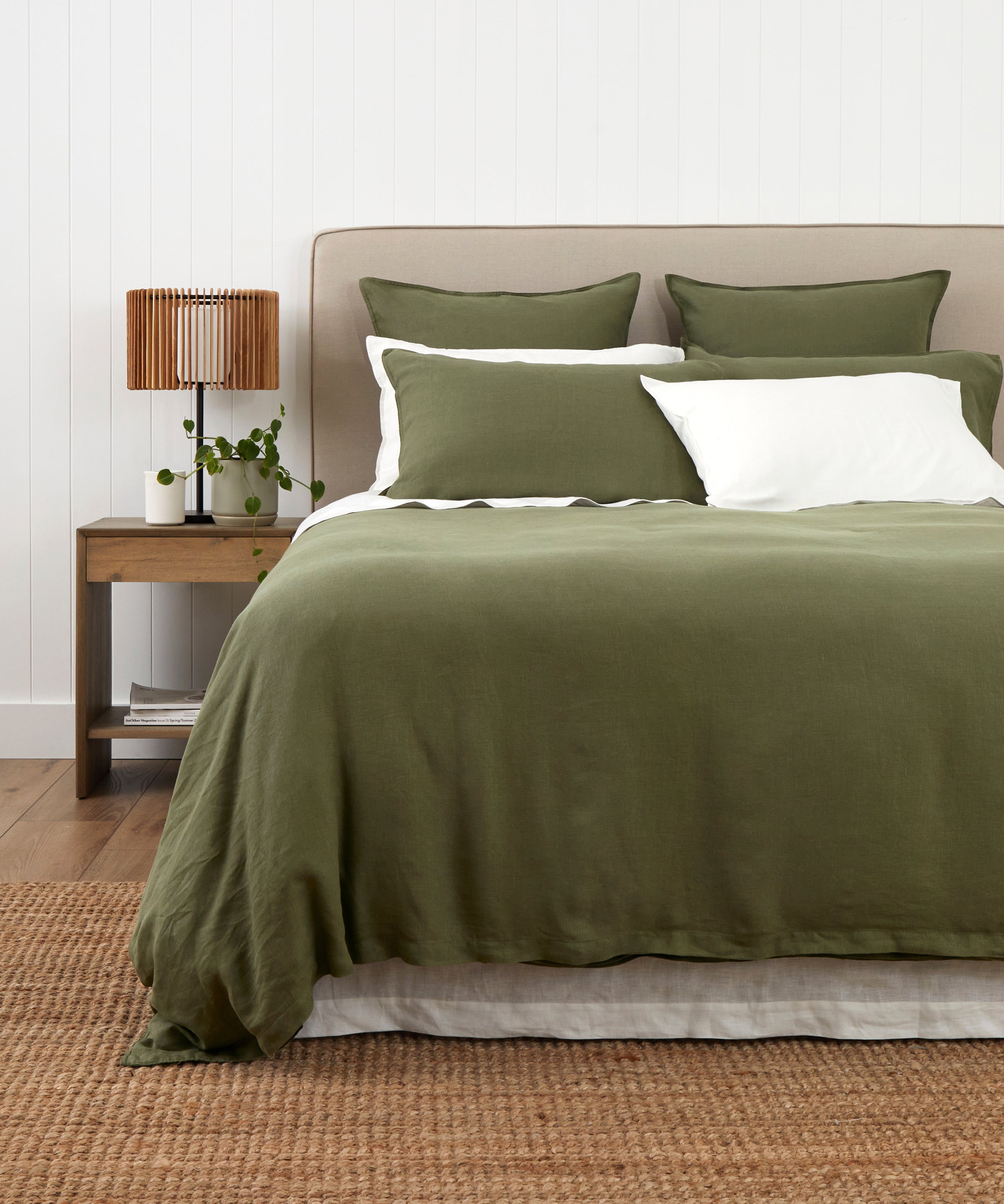Loft Linen Duvet Cover Set in Olive | Olive-1
