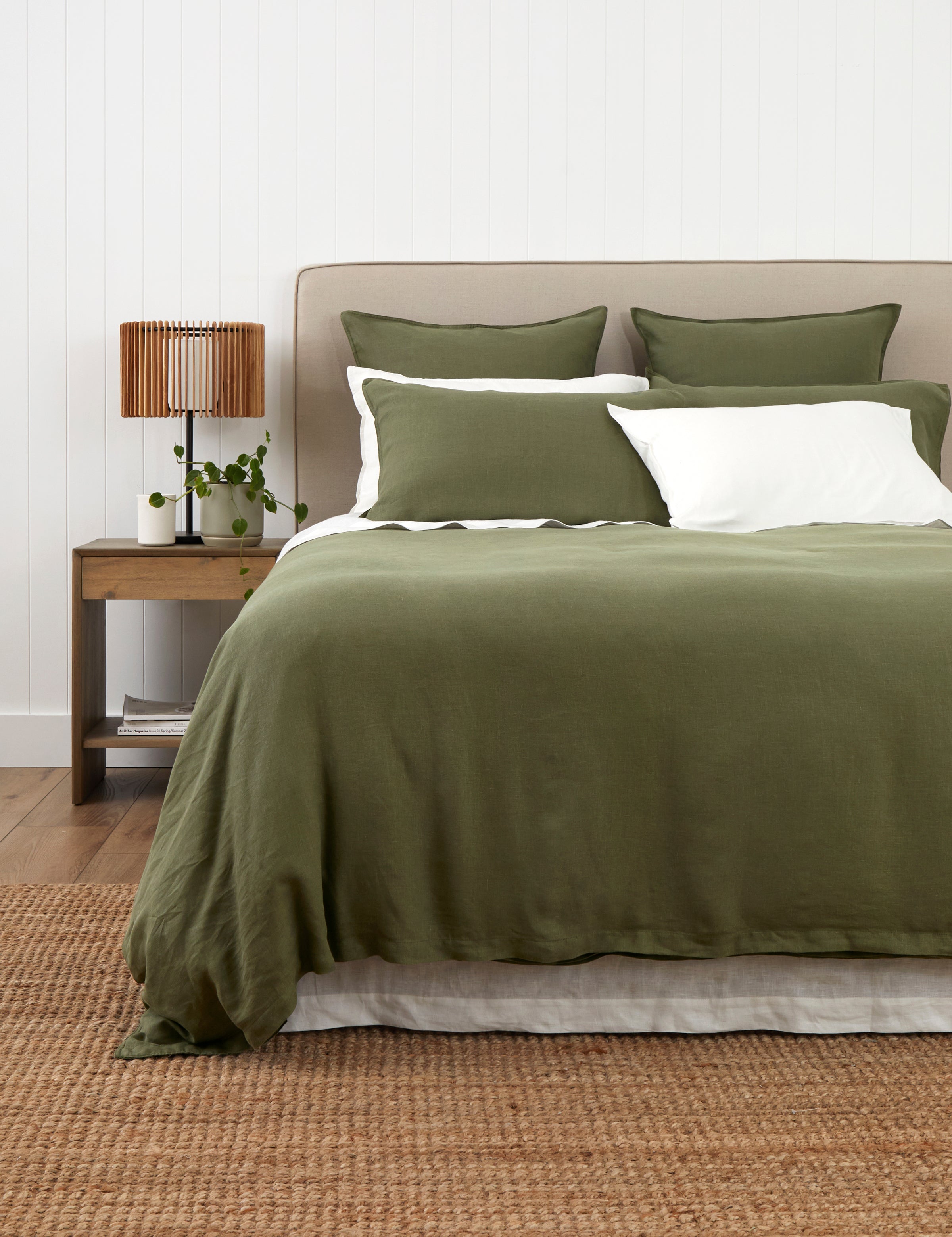 Loft Linen Duvet Cover Set in Olive | Olive-1