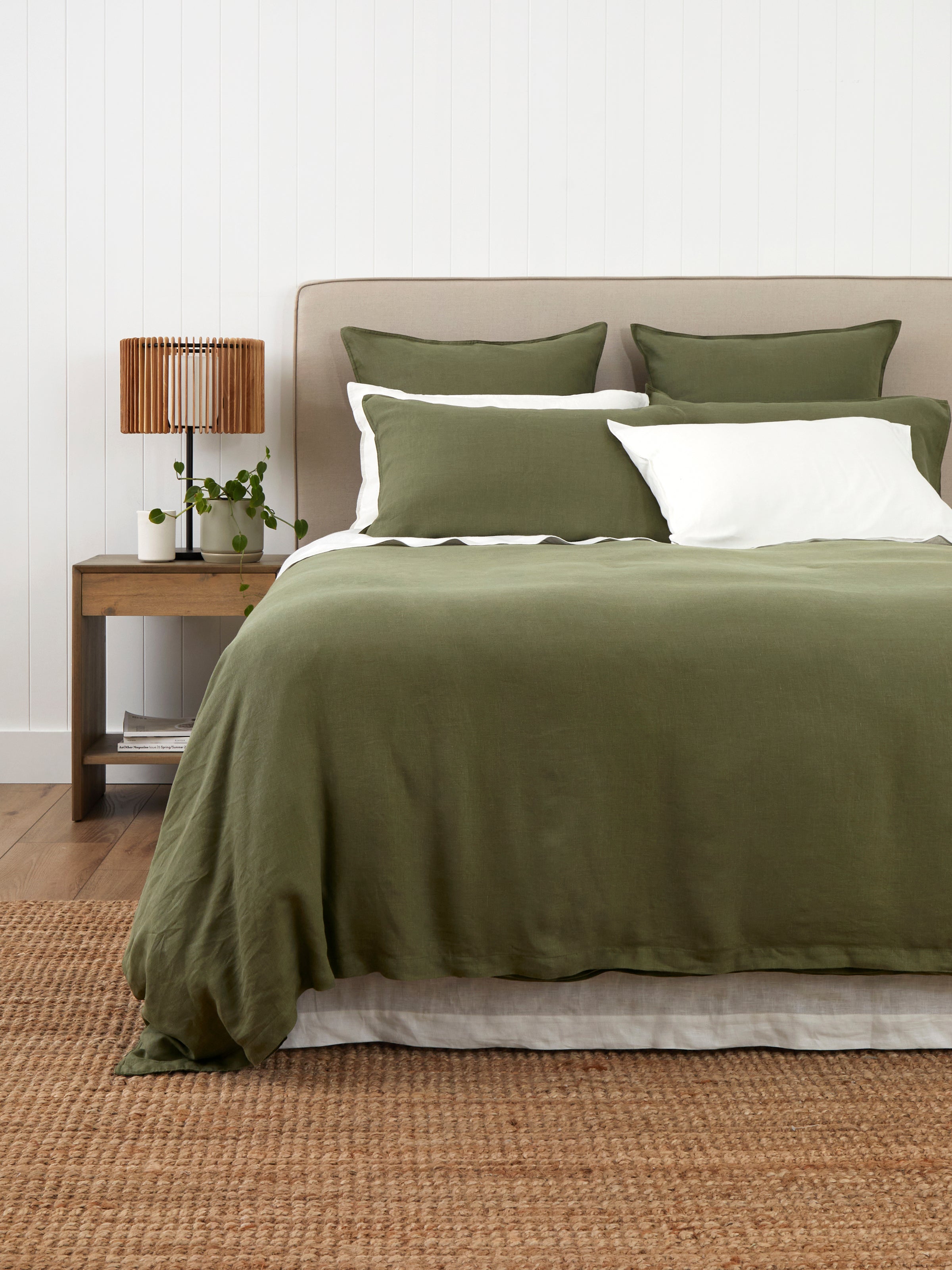 Loft Linen Duvet Cover Set in Olive | Olive-1