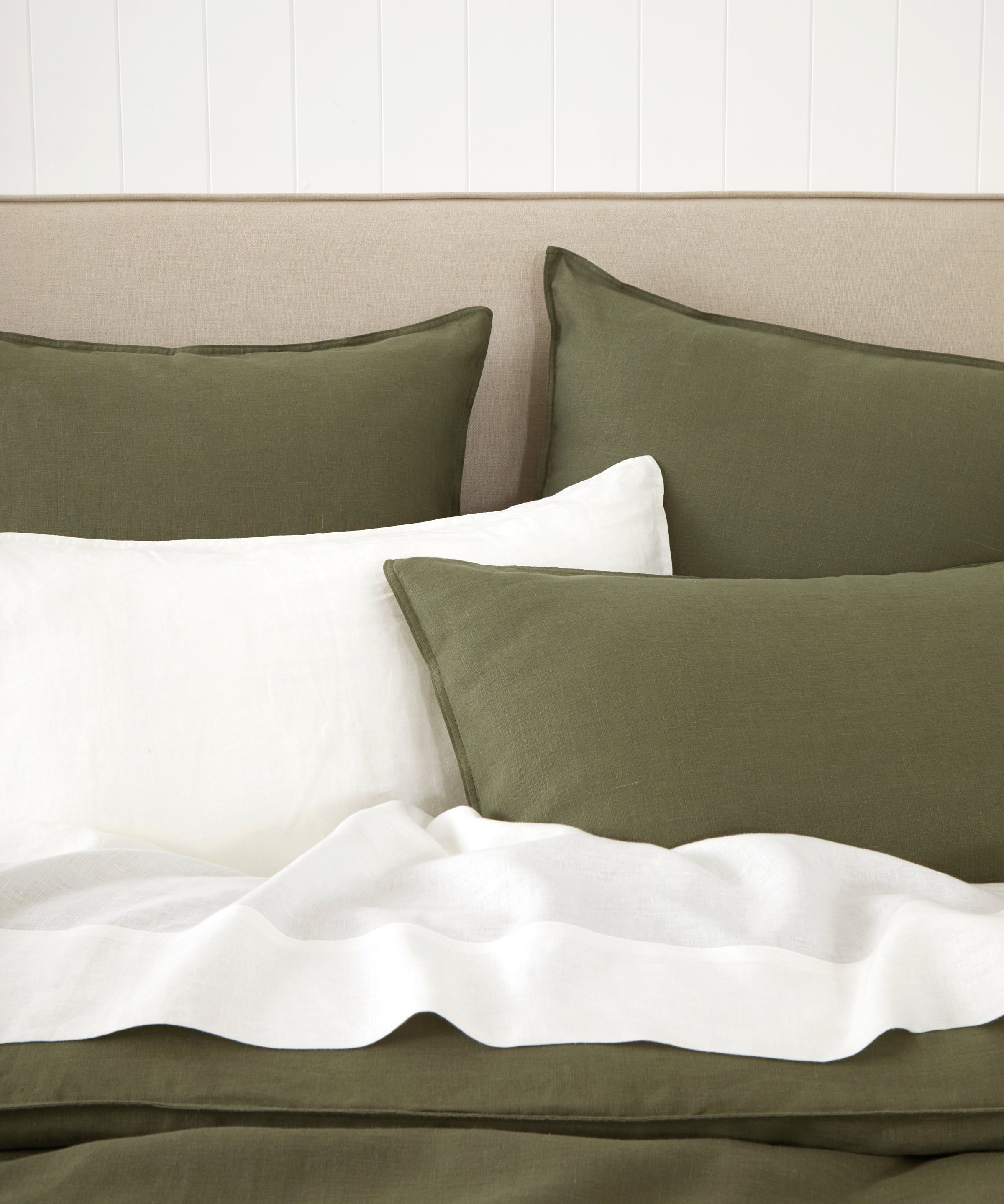 Loft Linen Duvet Cover Set in Olive | Olive-2