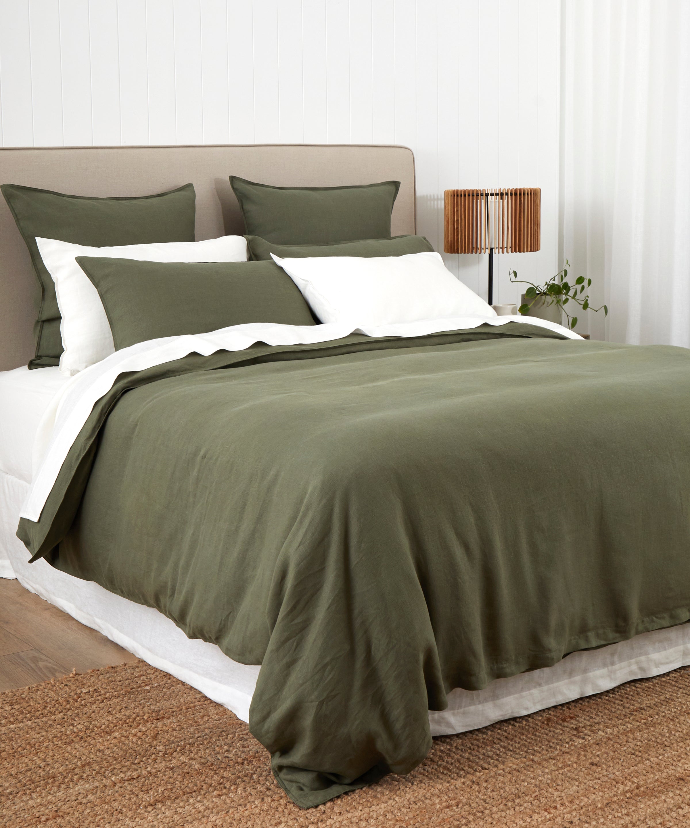 Loft Linen Duvet Cover Set in Olive | Olive-3