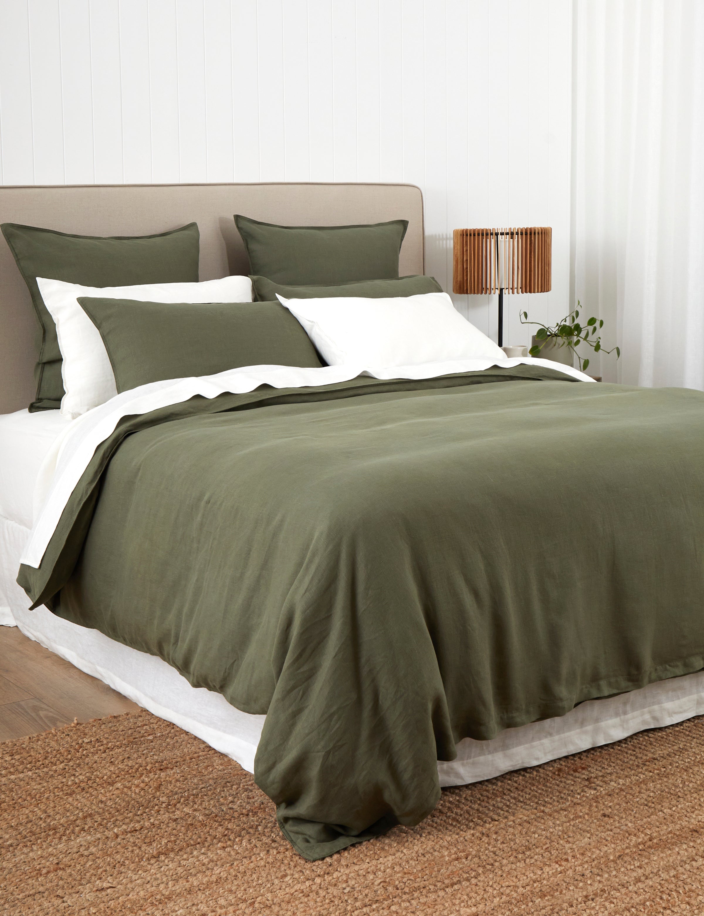 Loft Linen Duvet Cover Set in Olive | Olive-3