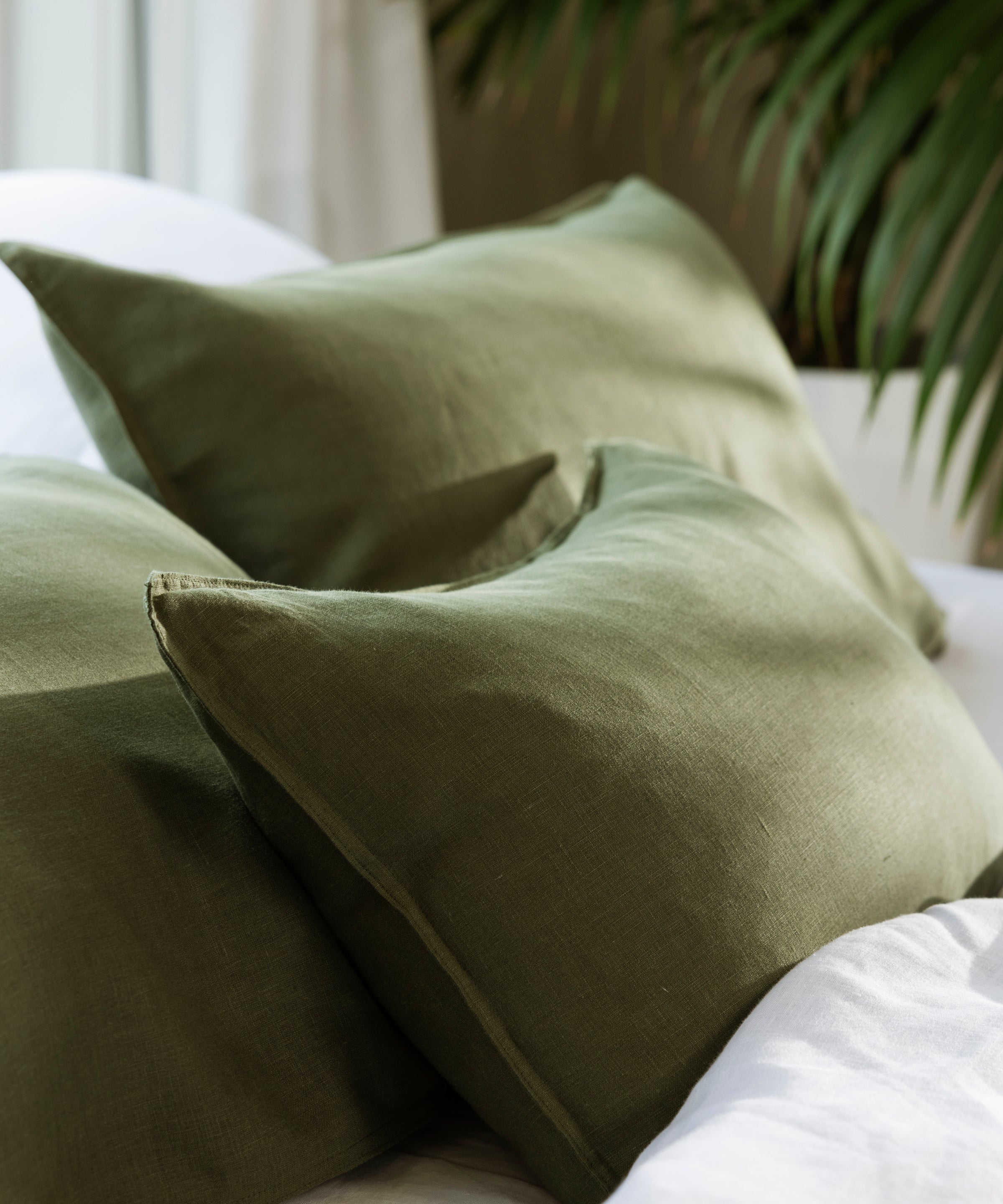 Loft Linen European Pillowcase in Olive | Olive-2