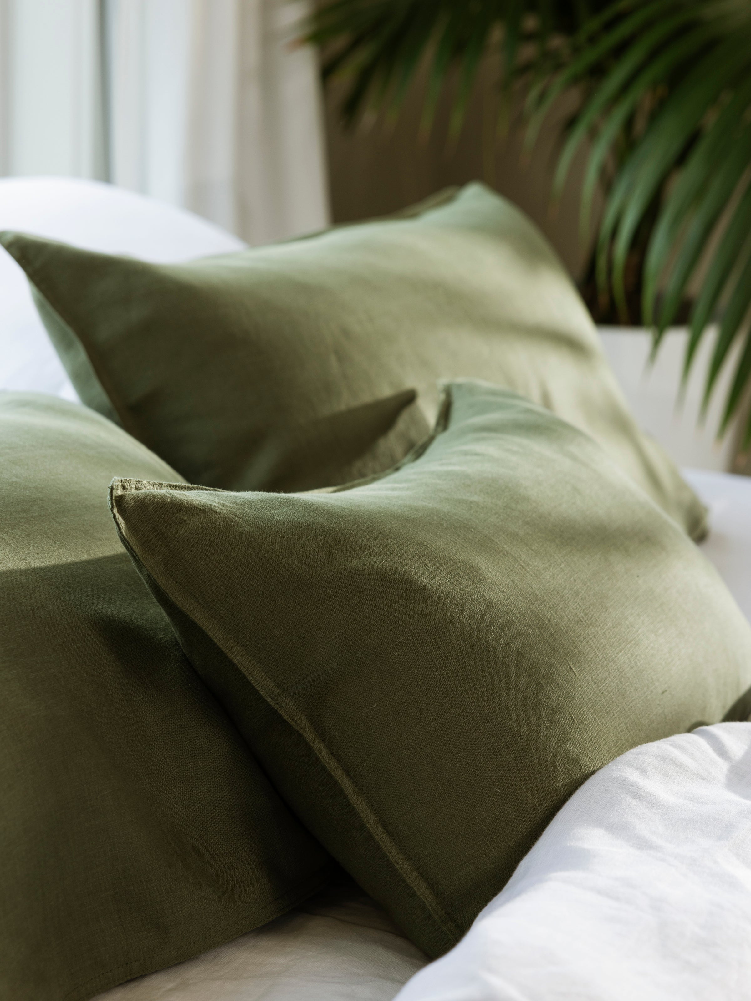 Loft Linen European Pillowcase in Olive | Olive-2