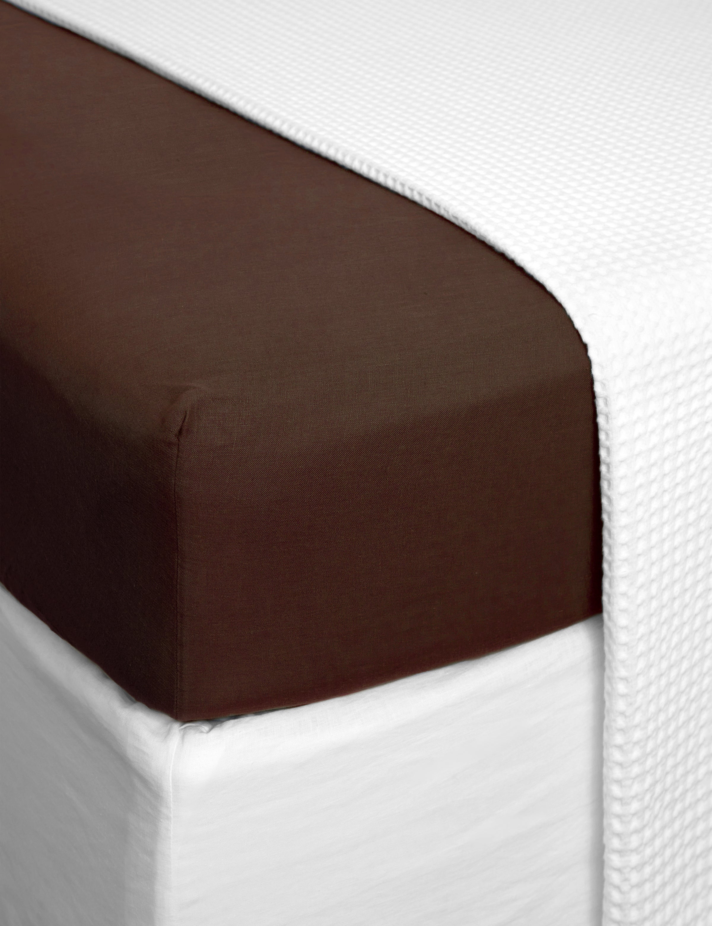 Loft Linen Fitted Sheet in Cocoa | Cocoa-1