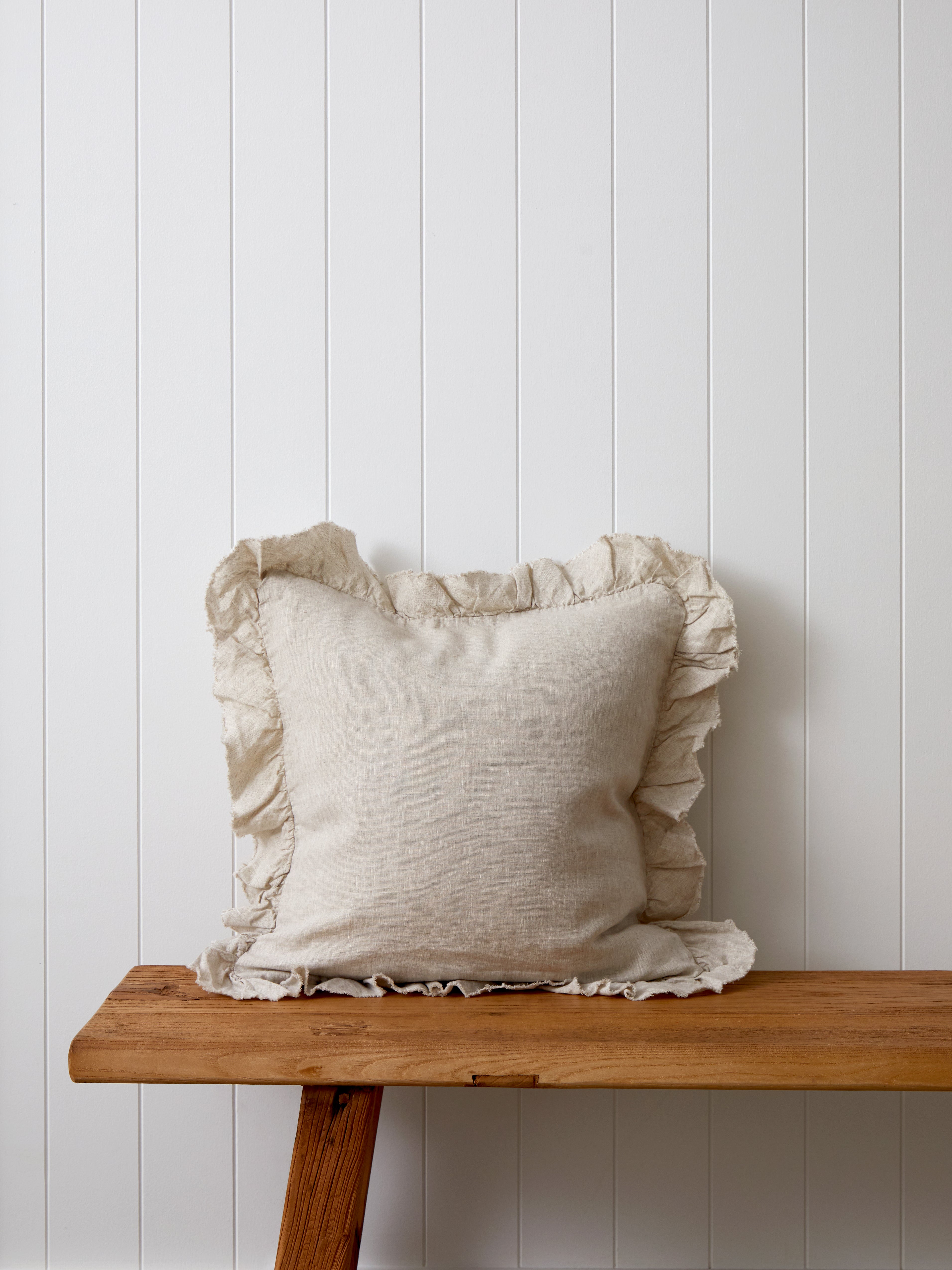 Loft Linen Frill Cushion Cover | Natural-1