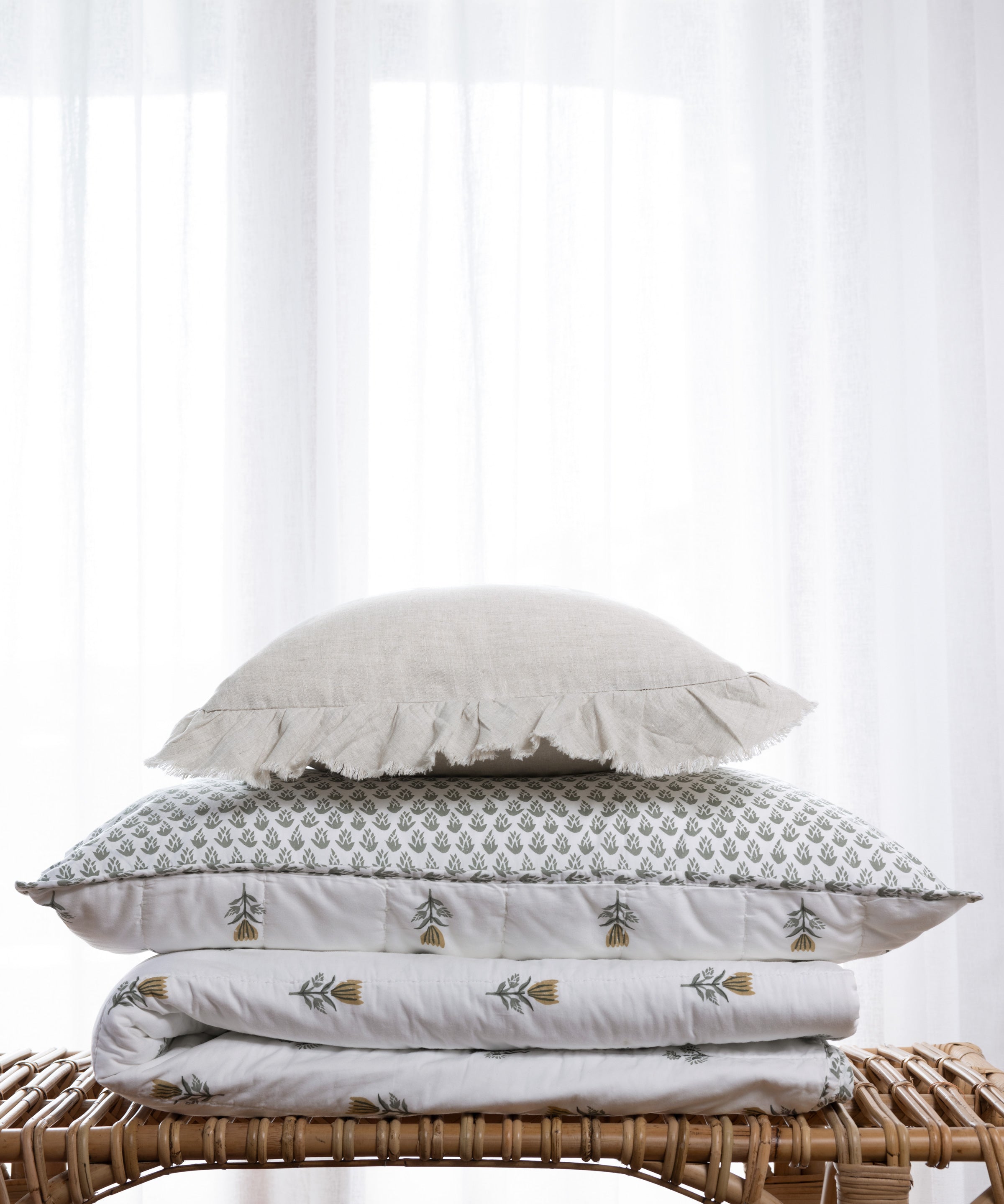 Loft Linen Frill Cushion Cover | Natural-2