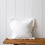 Loft Linen Frill Cushion Cover | White-1