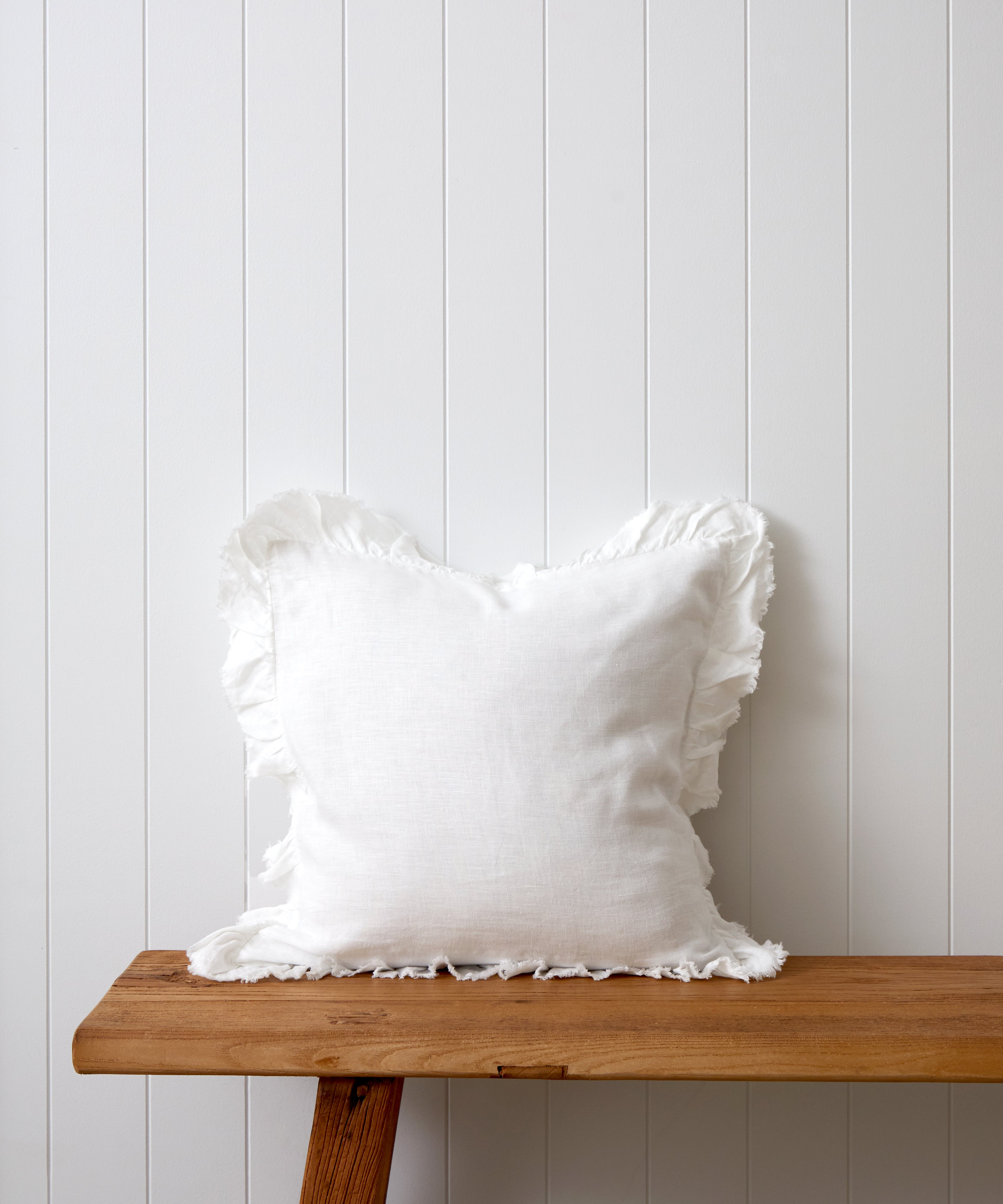 Loft Linen Frill Cushion Cover | White-1