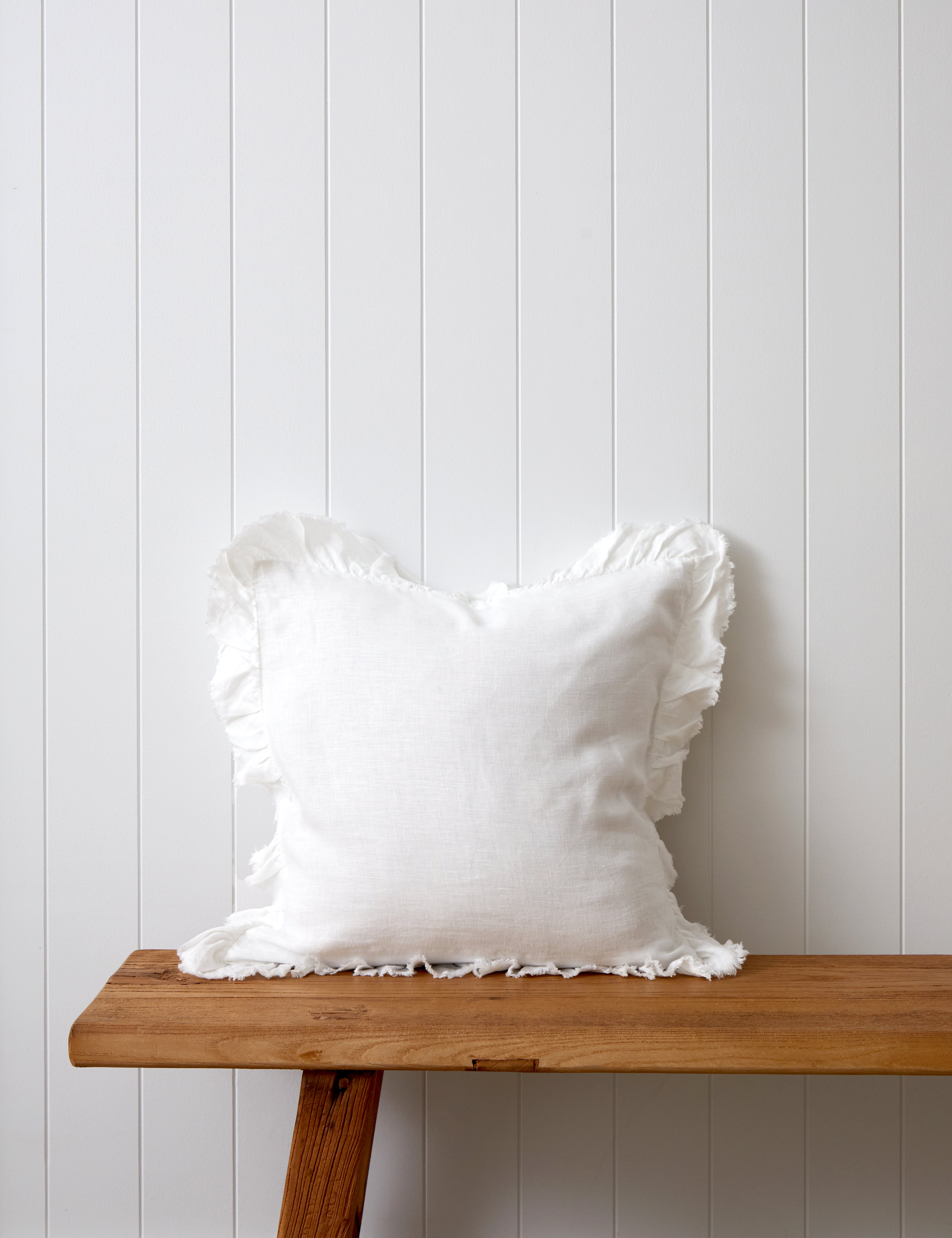 Loft Linen Frill Cushion Cover | White-1