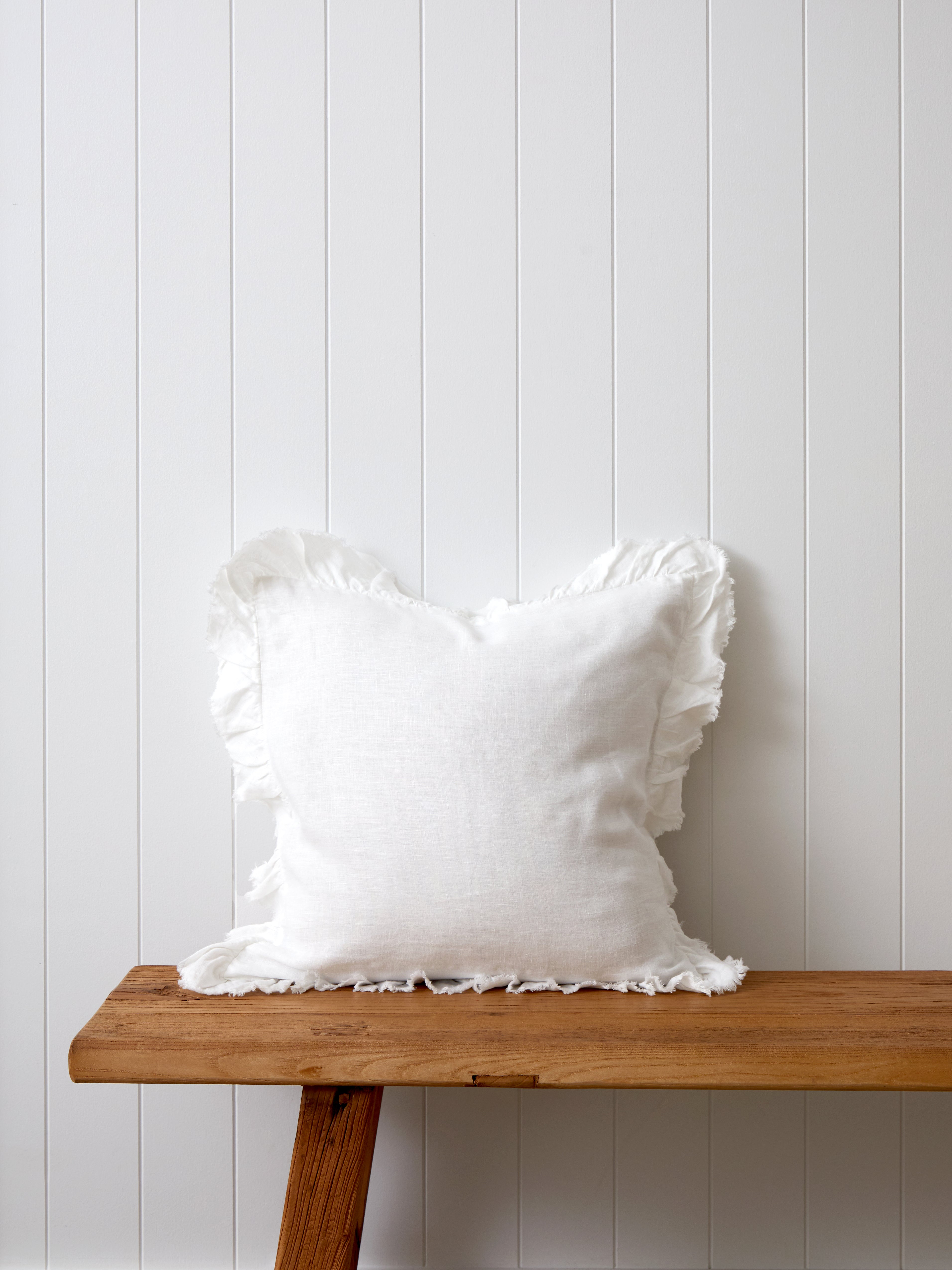 Loft Linen Frill Cushion Cover | White-1