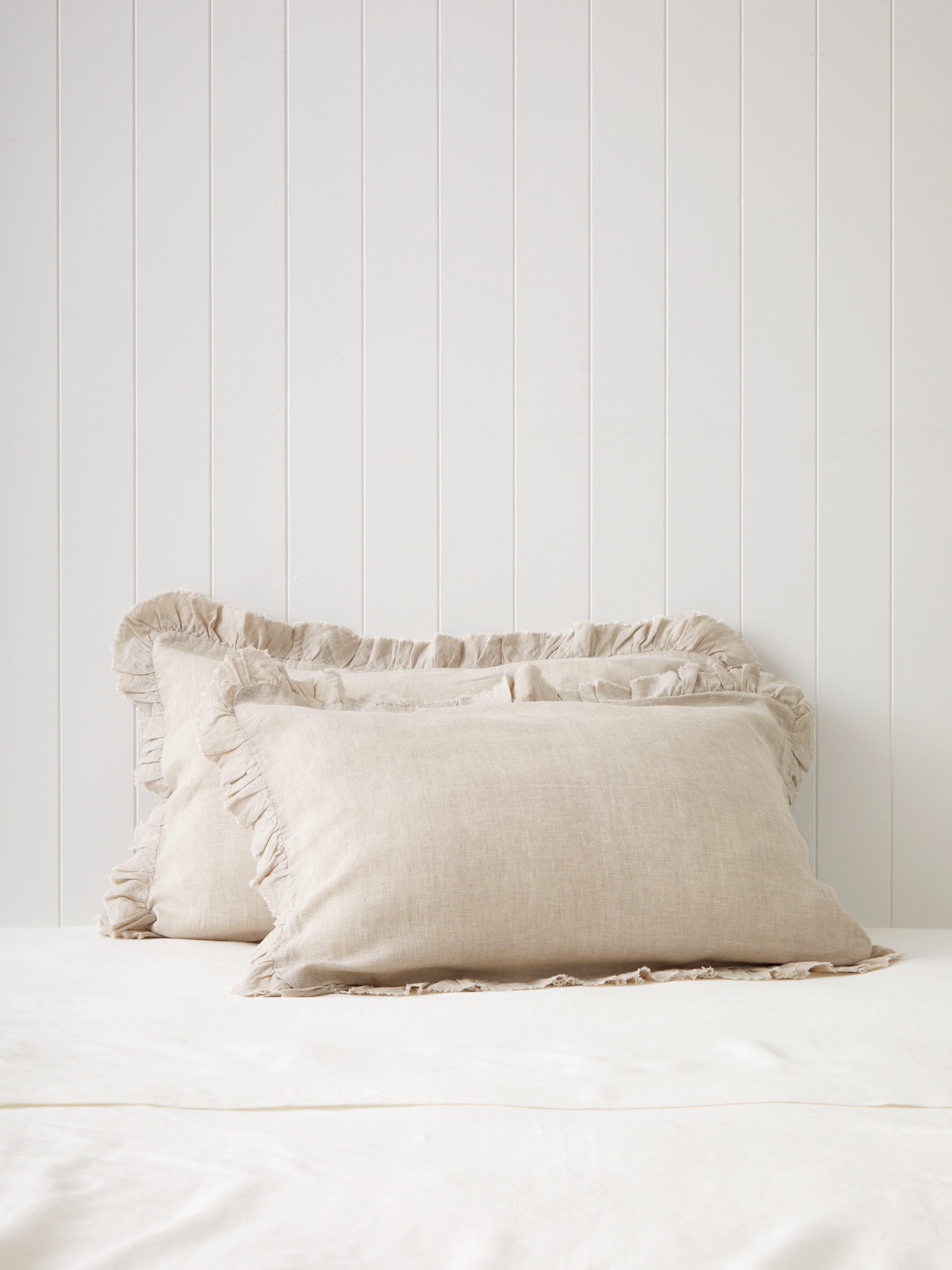 Loft Linen Frill Pillowcase Set in Natural | Natural-1