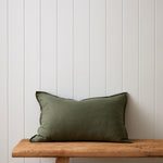 Loft Linen Rectangle Cushion Cover | Olive-1