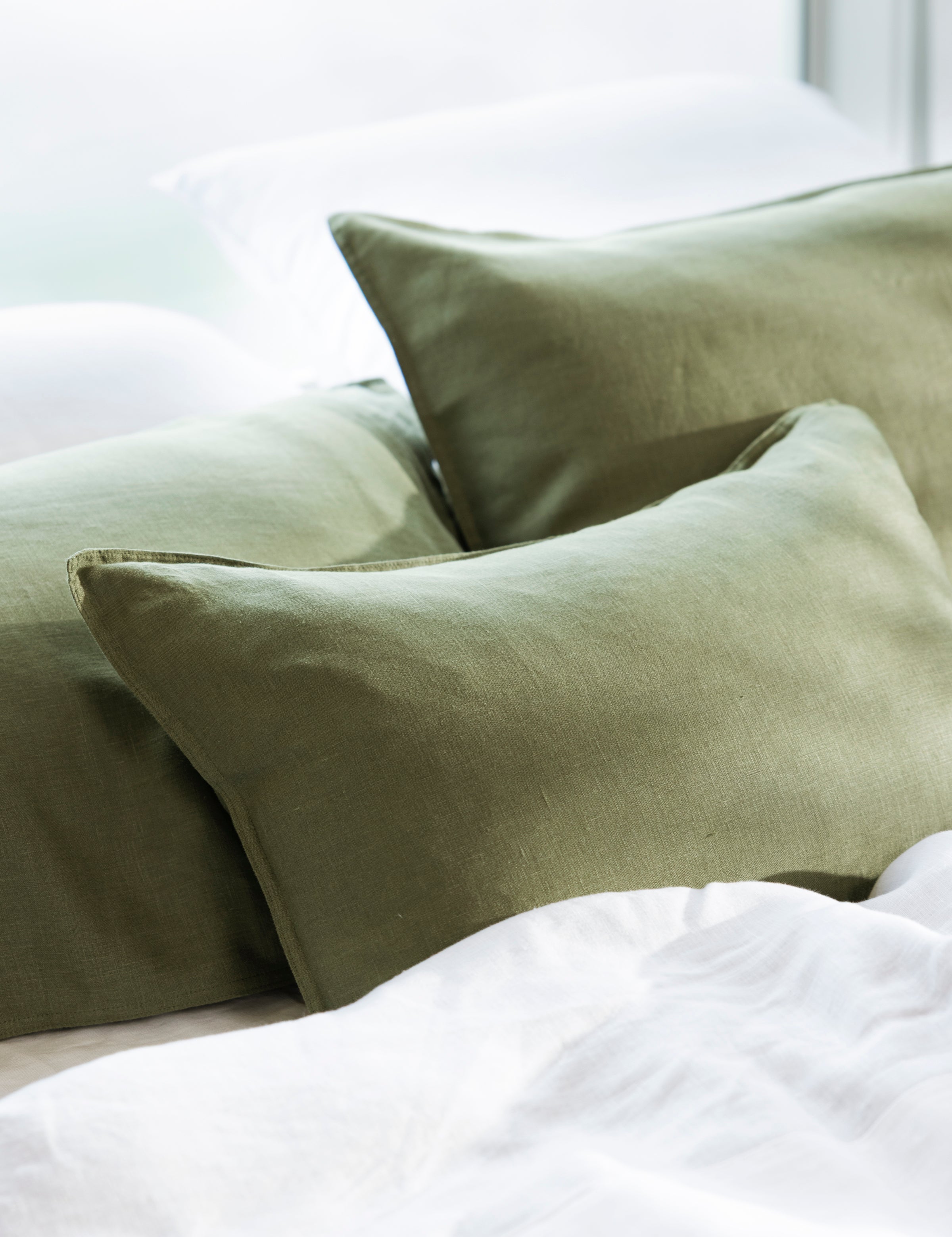 Loft Linen Rectangle Cushion Cover | Olive-2