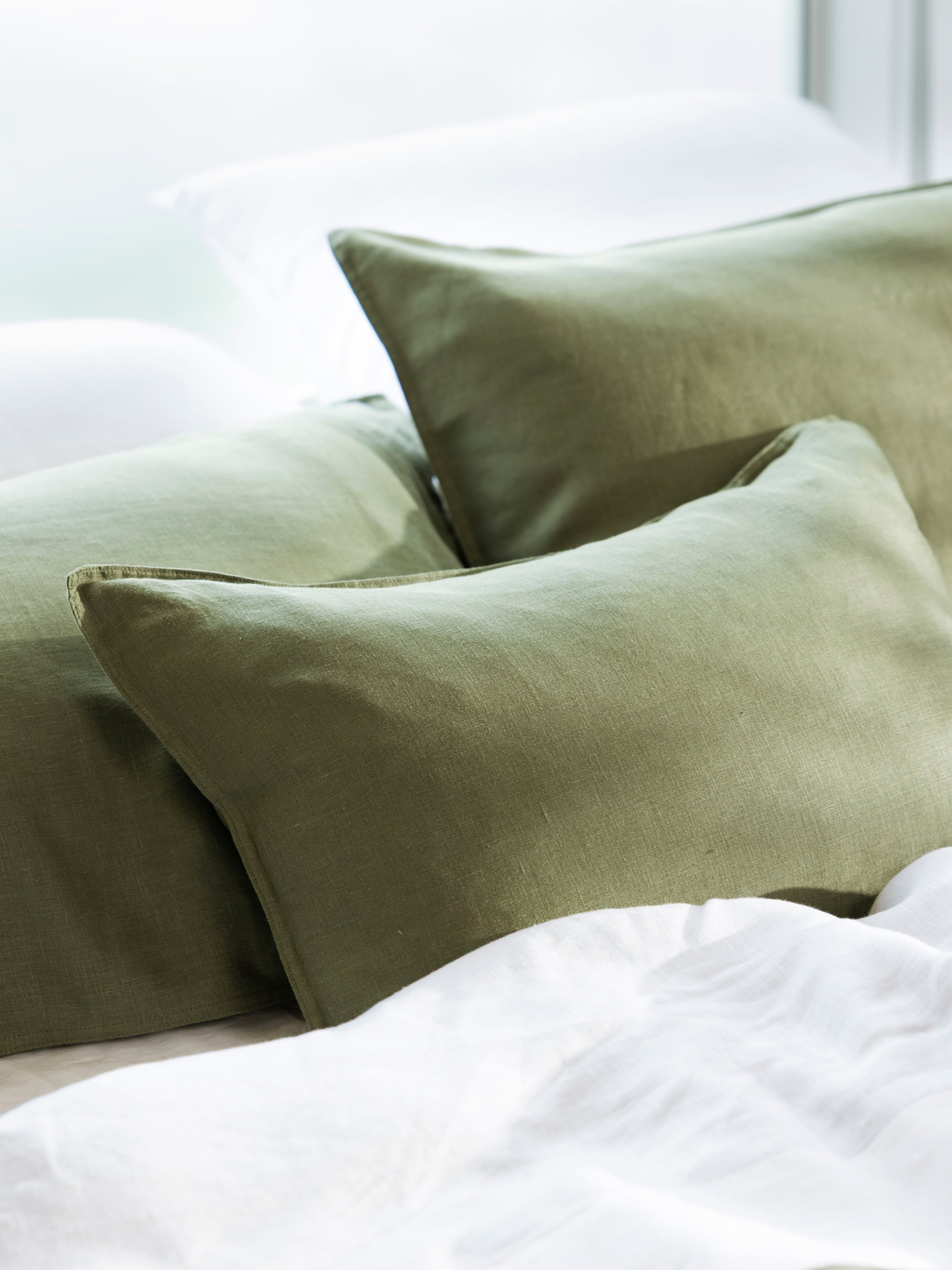 Loft Linen Rectangle Cushion Cover | Olive-2