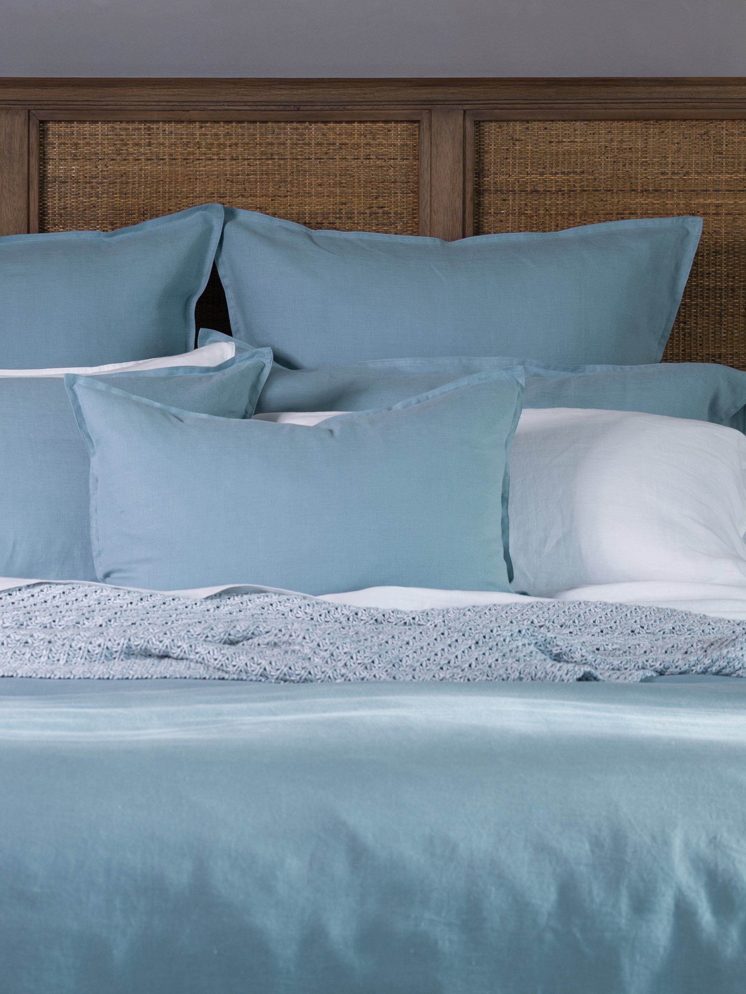 Loft Linen Rectangle Cushion Cover in Coast Blue | Coast Blue-2