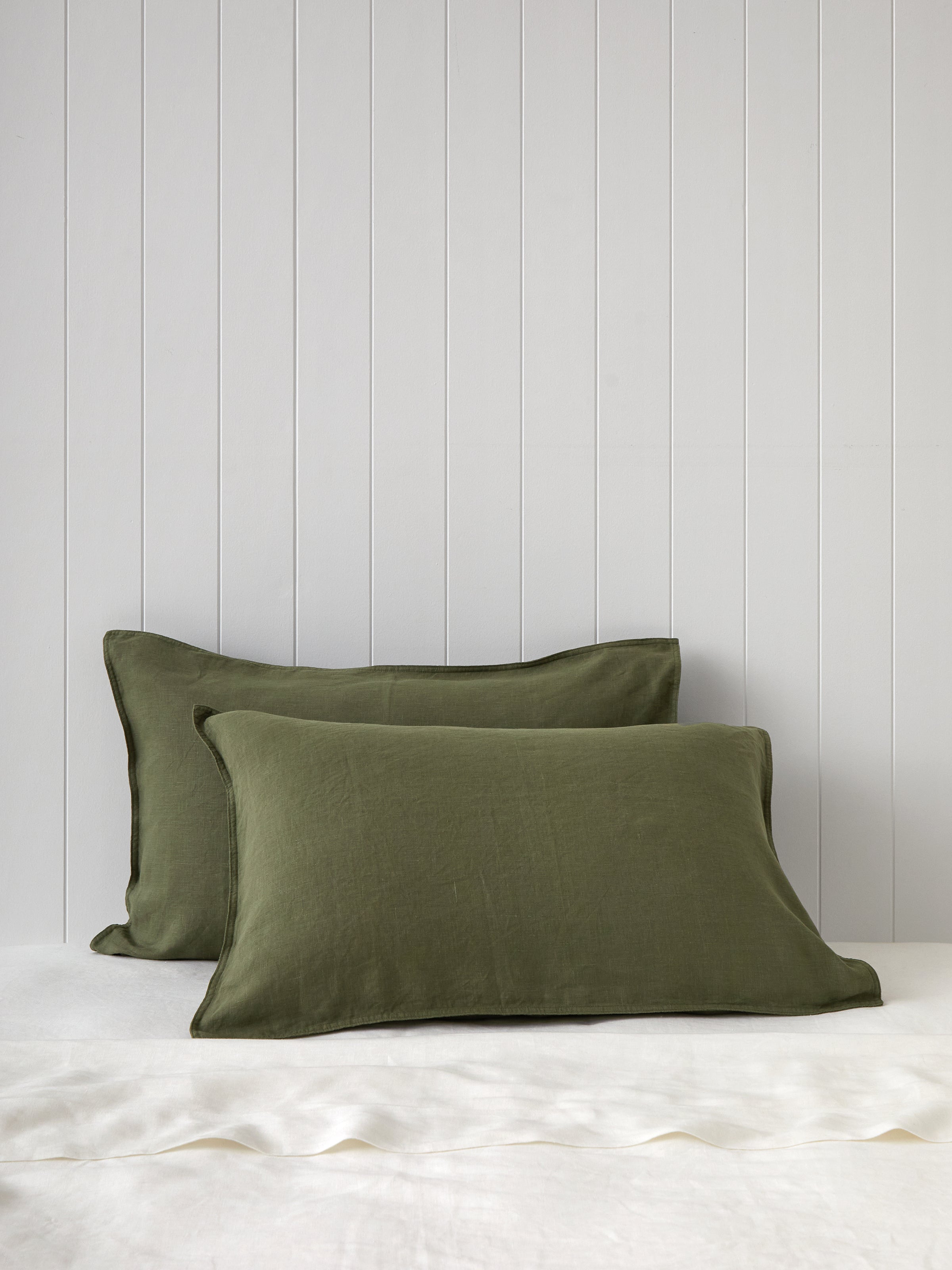 Loft Linen Standard Pillowcase Set in Olive | Olive-1