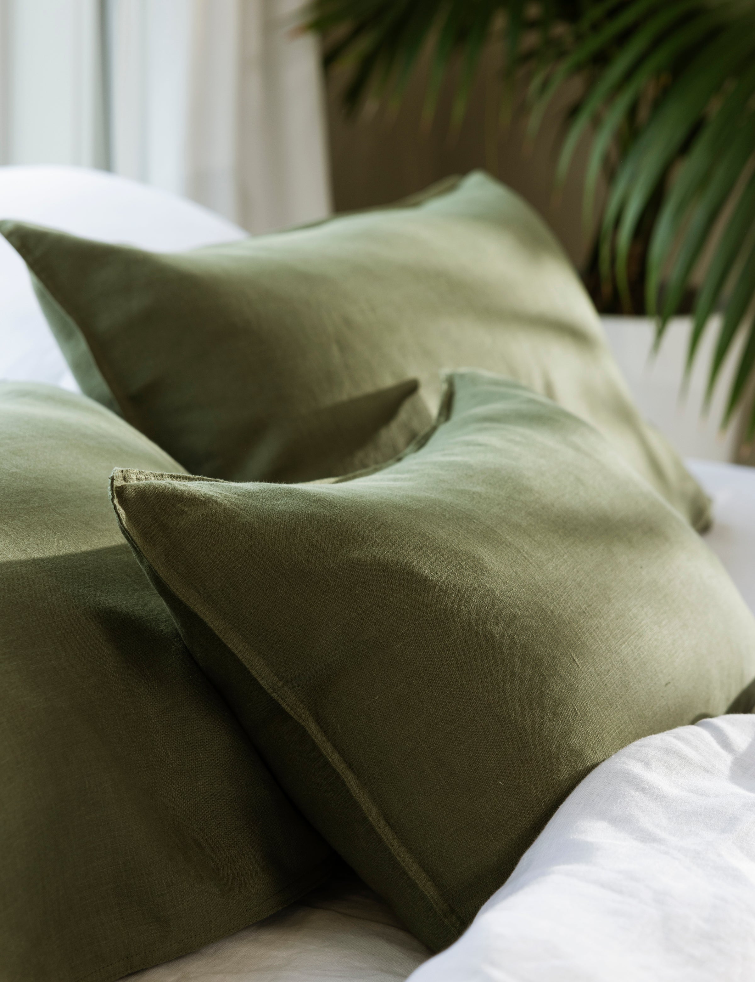 Loft Linen Standard Pillowcase Set in Olive | Olive-2