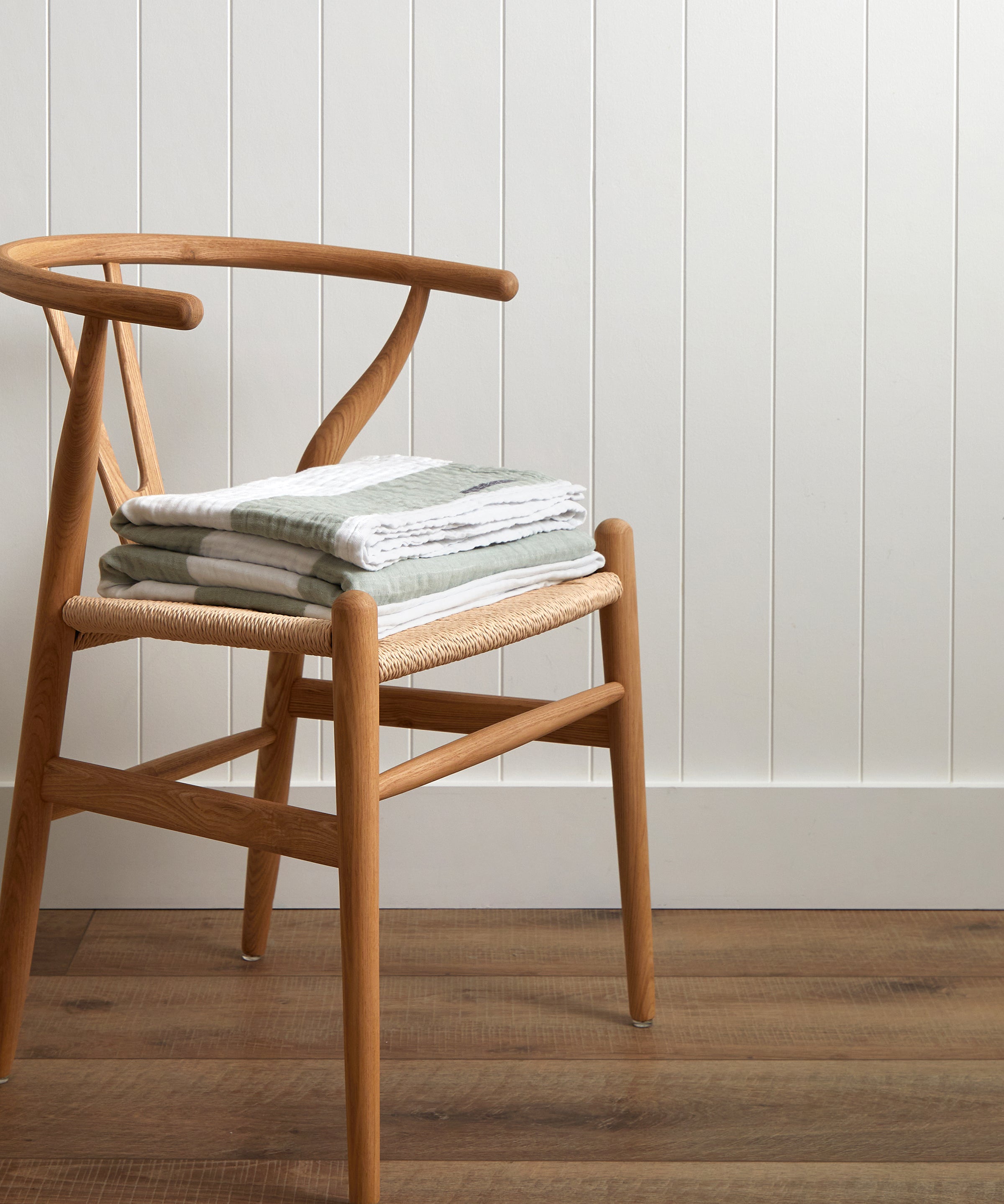 Luca Muslin Blanket | Sage Stripe-1