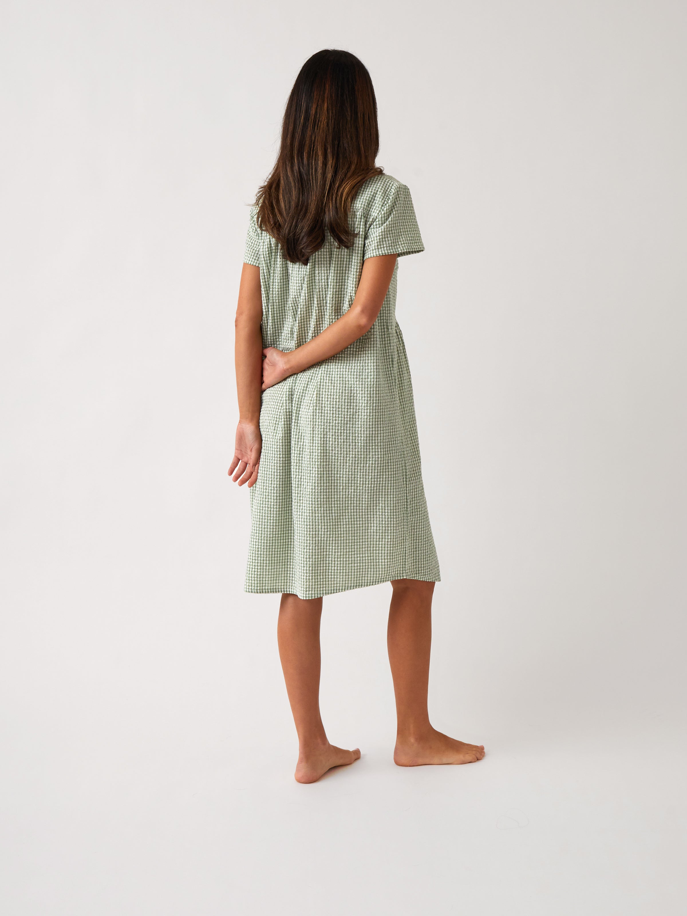 Lucie Empress Nightie | Green Gingham-4