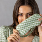Lucie Eye Mask | Green Gingham-2