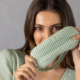 Lucie Eye Mask | Green Gingham-2