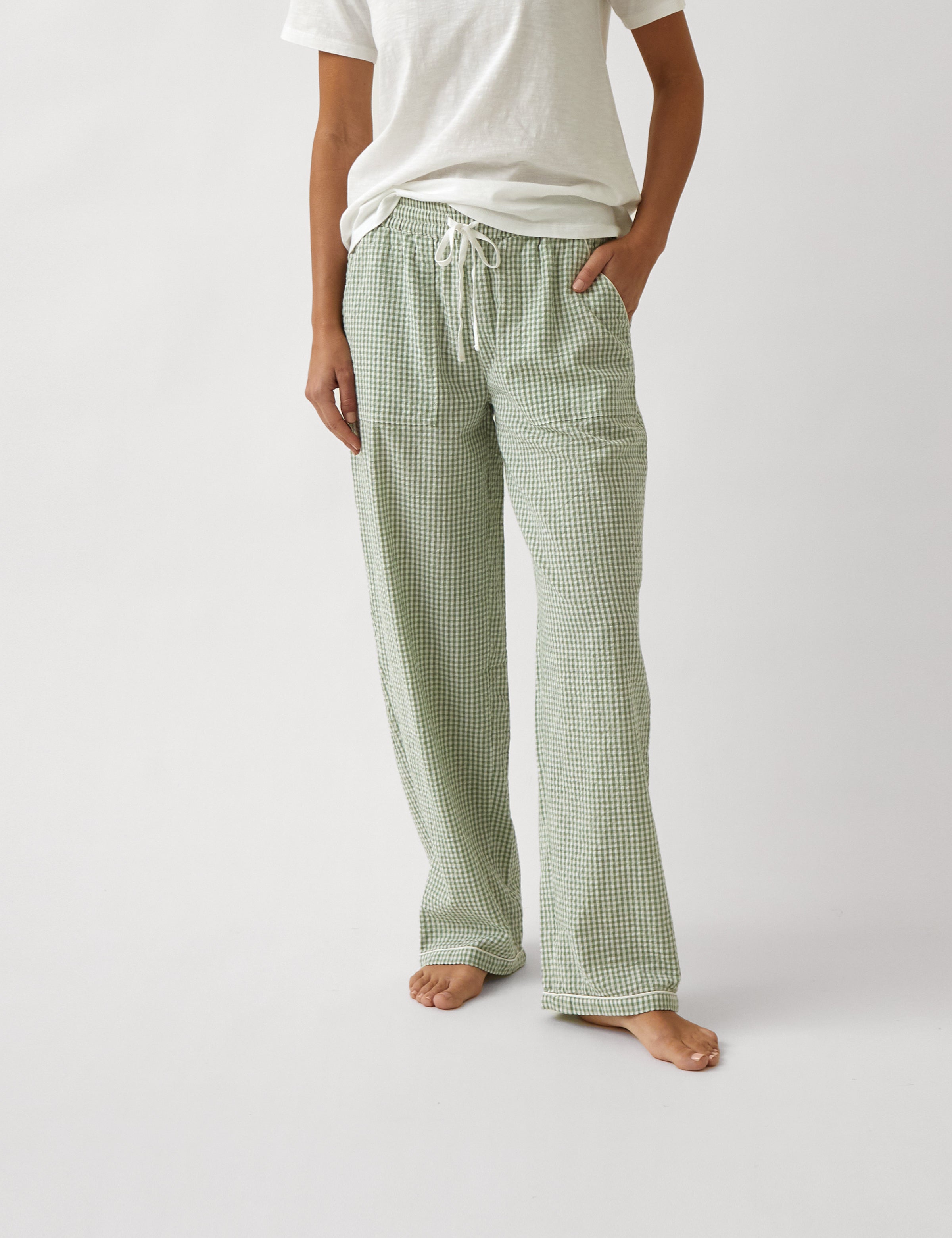 Lucie PJ Pants | Green Gingham-1
