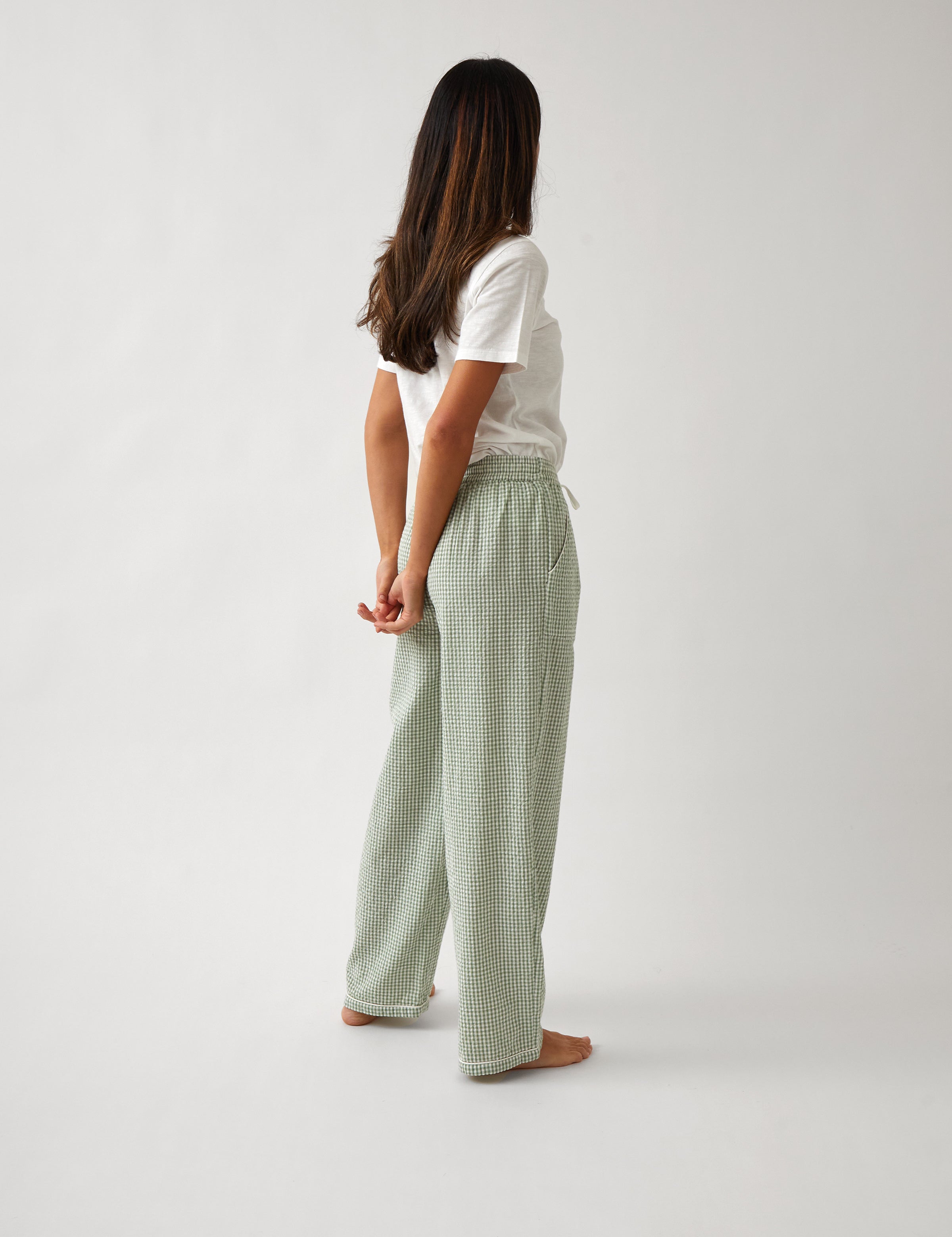 Lucie PJ Pants | Green Gingham-4