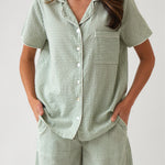Lucie PJ Shirt | Green Gingham-1