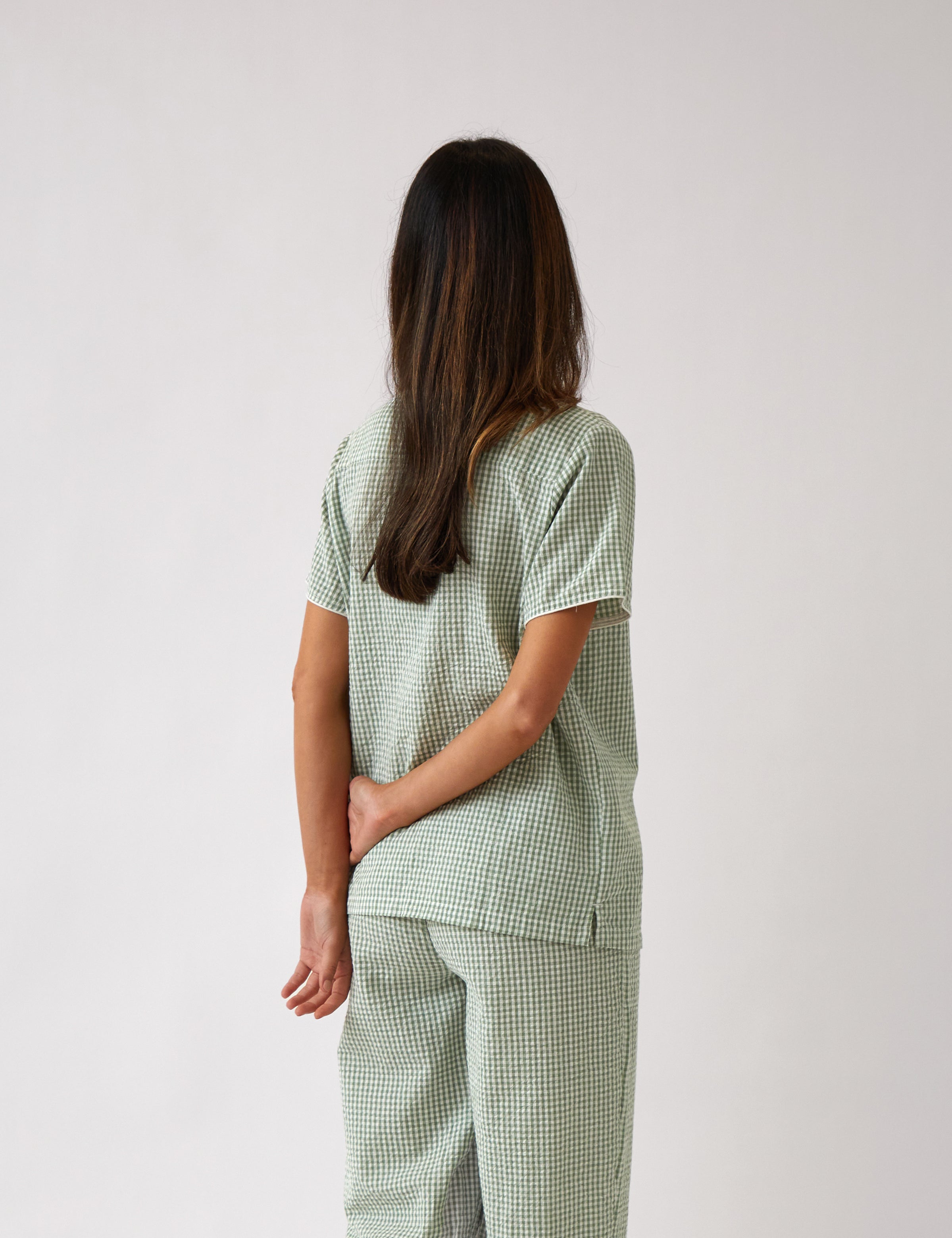 Lucie PJ Shirt | Green Gingham-4