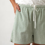 Lucie Sleep Shorts | Green Gingham-2