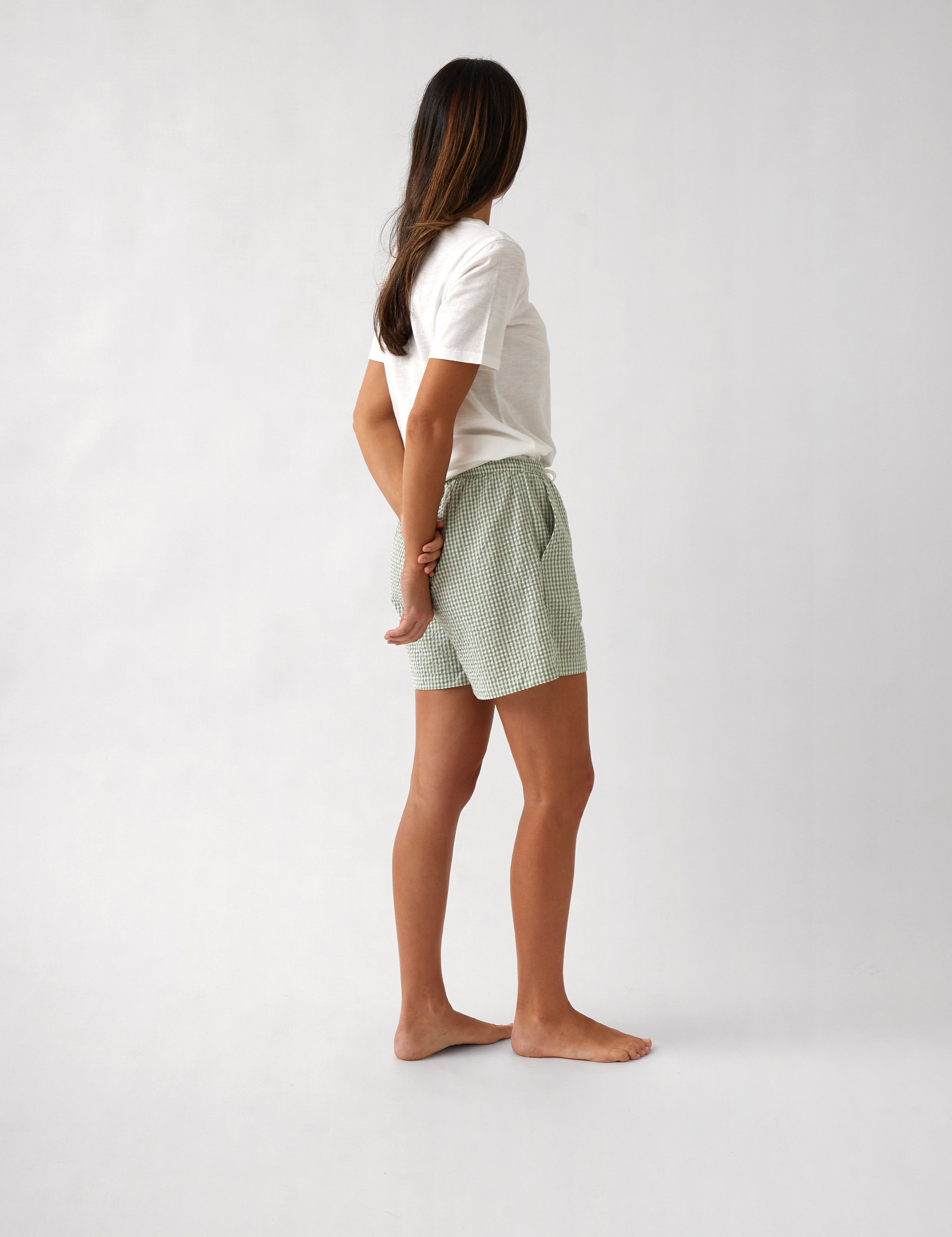 Lucie Sleep Shorts | Green Gingham-4