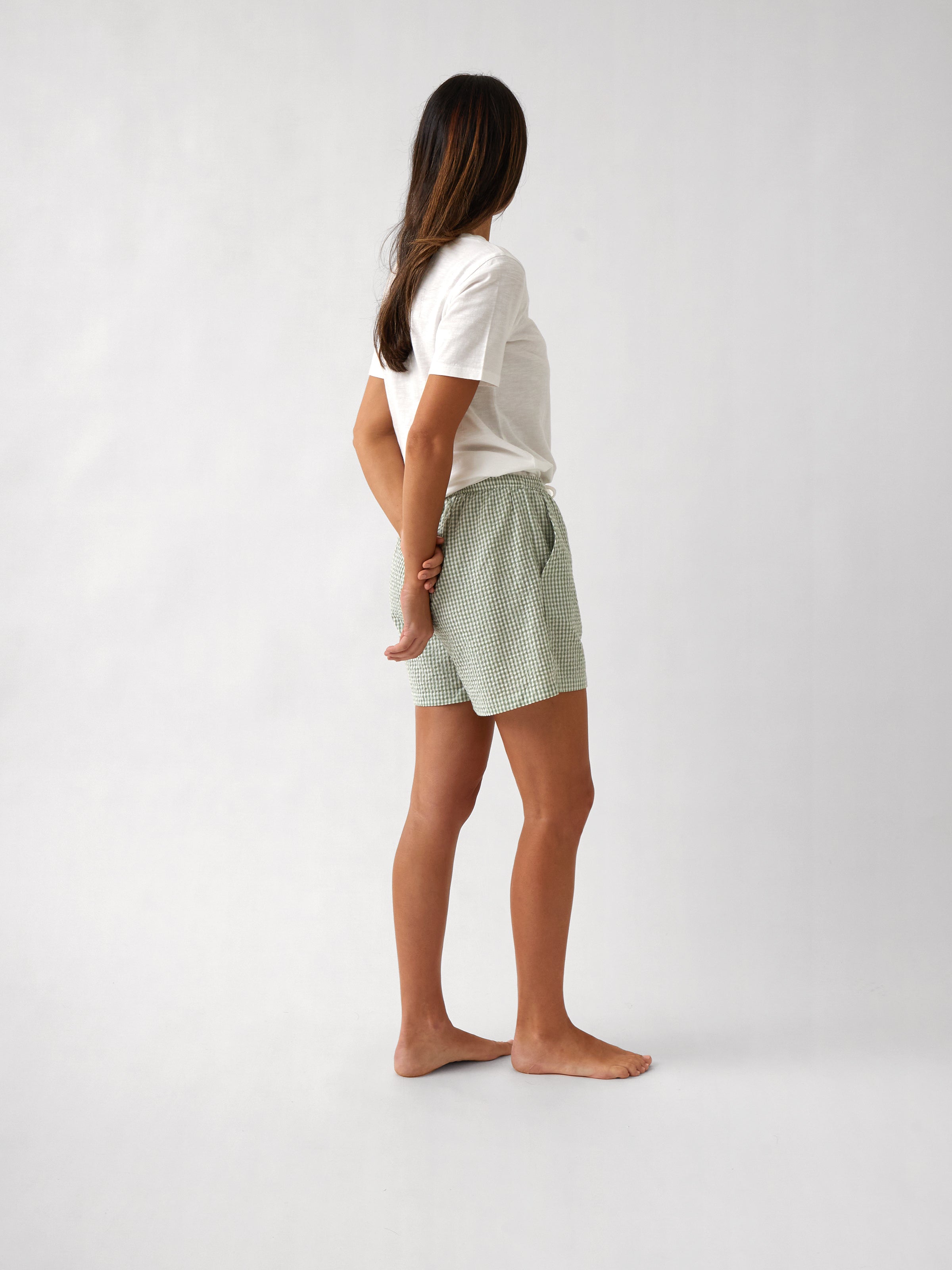 Lucie Sleep Shorts | Green Gingham-4
