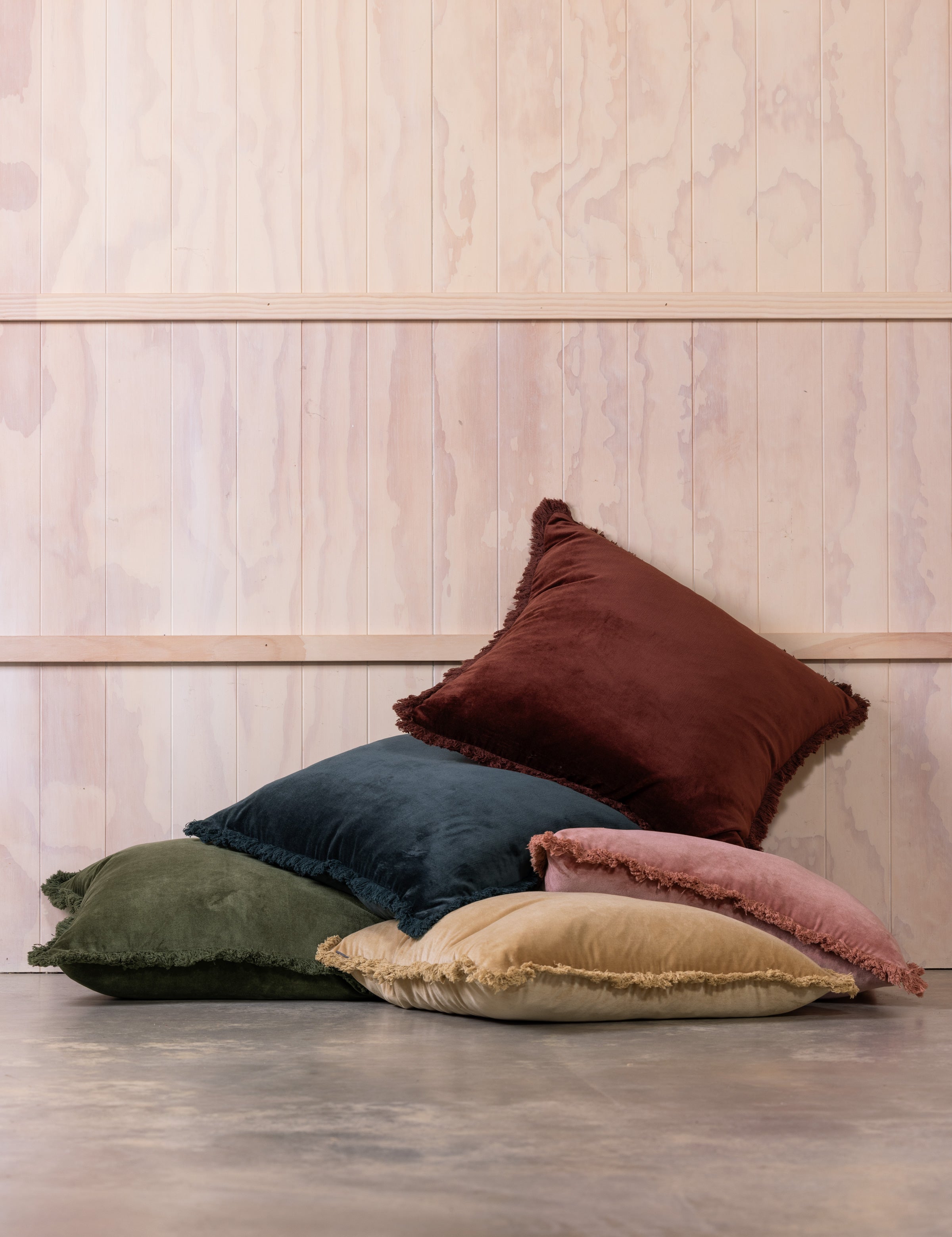 Maison Velvet Large Square Fringed Cushion Cover | Caramel-2