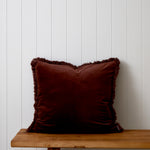 Maison Velvet Large Square Fringed Cushion Cover | Merlot-1